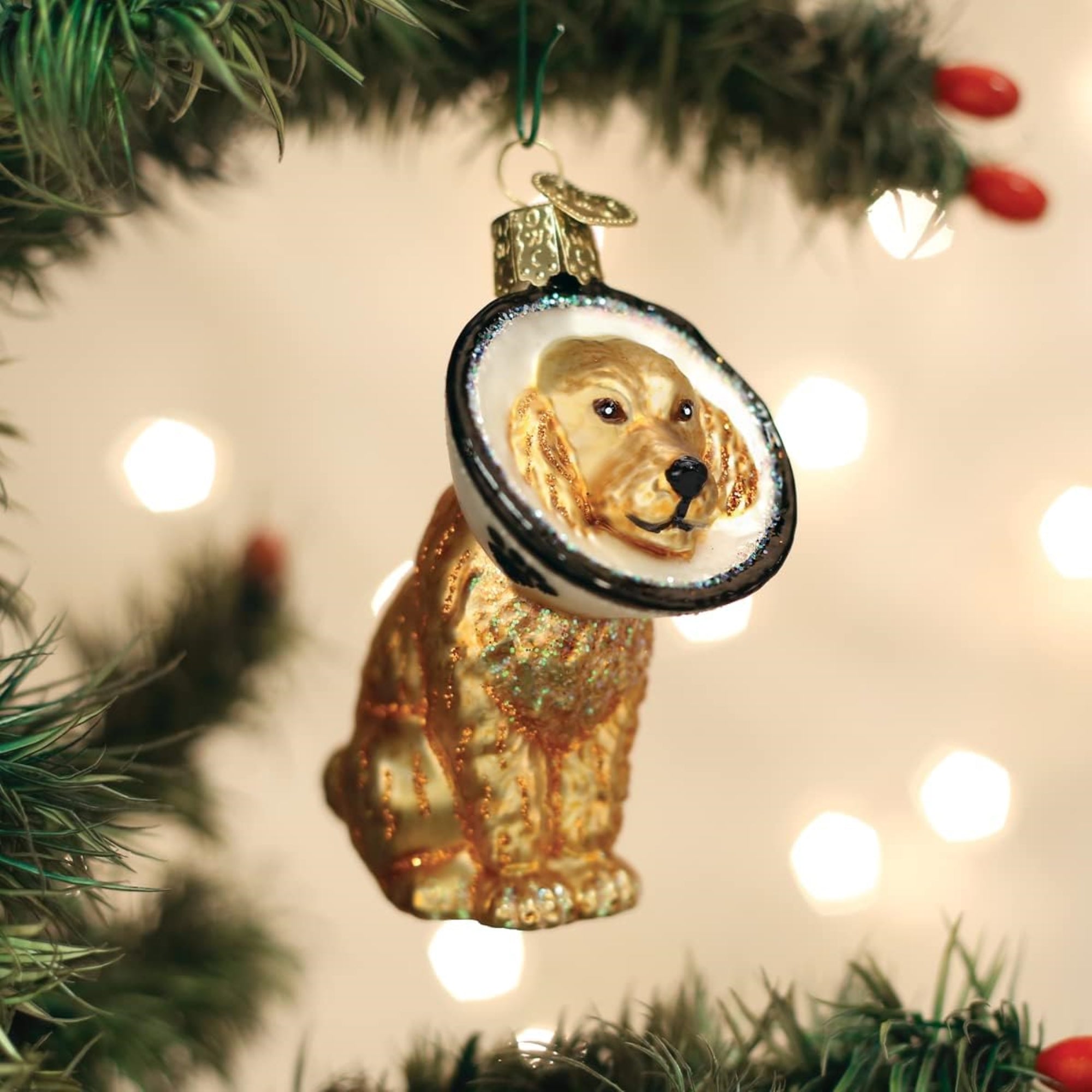 Old World Christmas Cone of Shame Dog Glass Blown Ornament for Christmas Tree