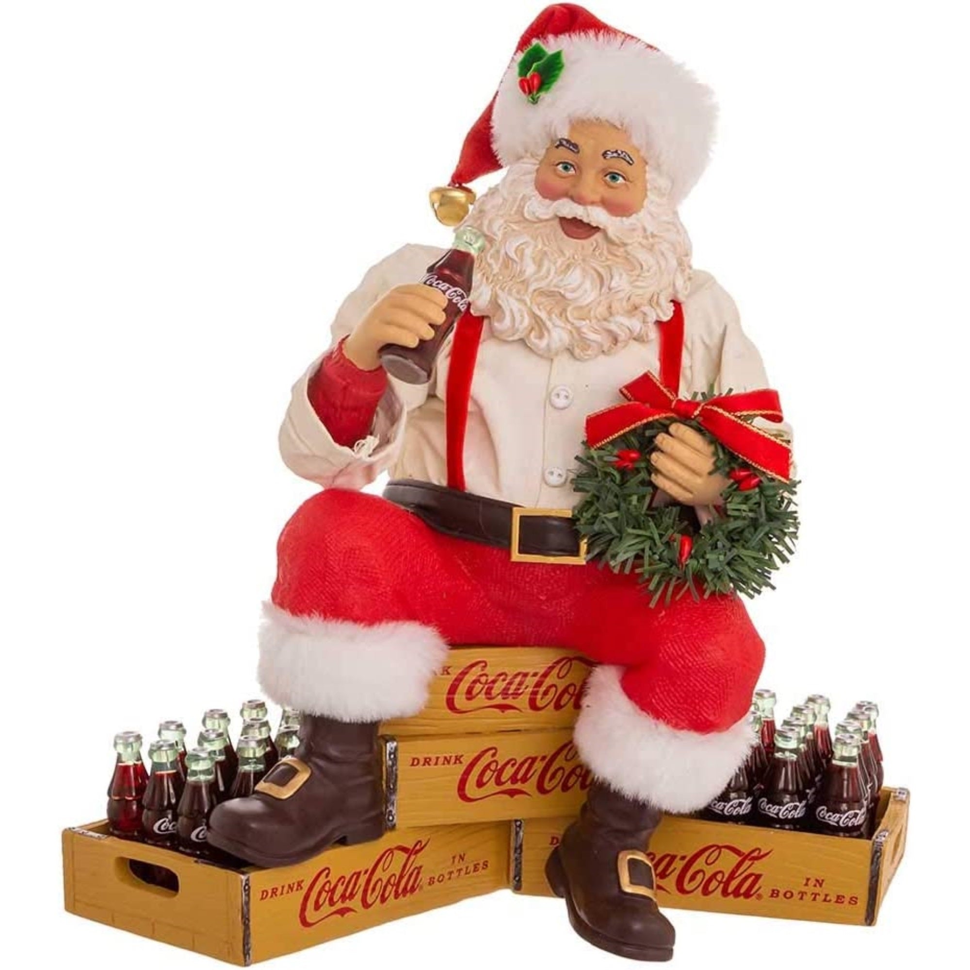 Kurt Adler Fabriché Collection, Coca-Cola Santa Sitting on Crates, 9"