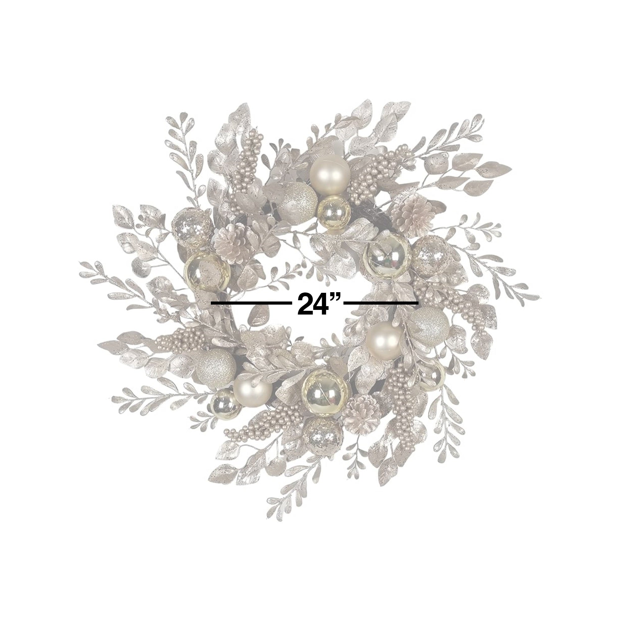 Kurt Adler Artificial Gold and Champagne Rattan Wreath Hanging Christmas Decoration, 24"