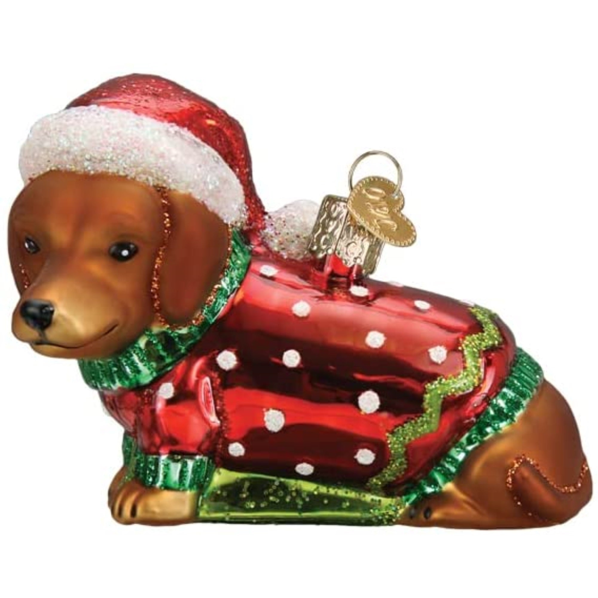 Old World Christmas Blown Glass Christmas Ornament, Dashing Dachshund Puppy