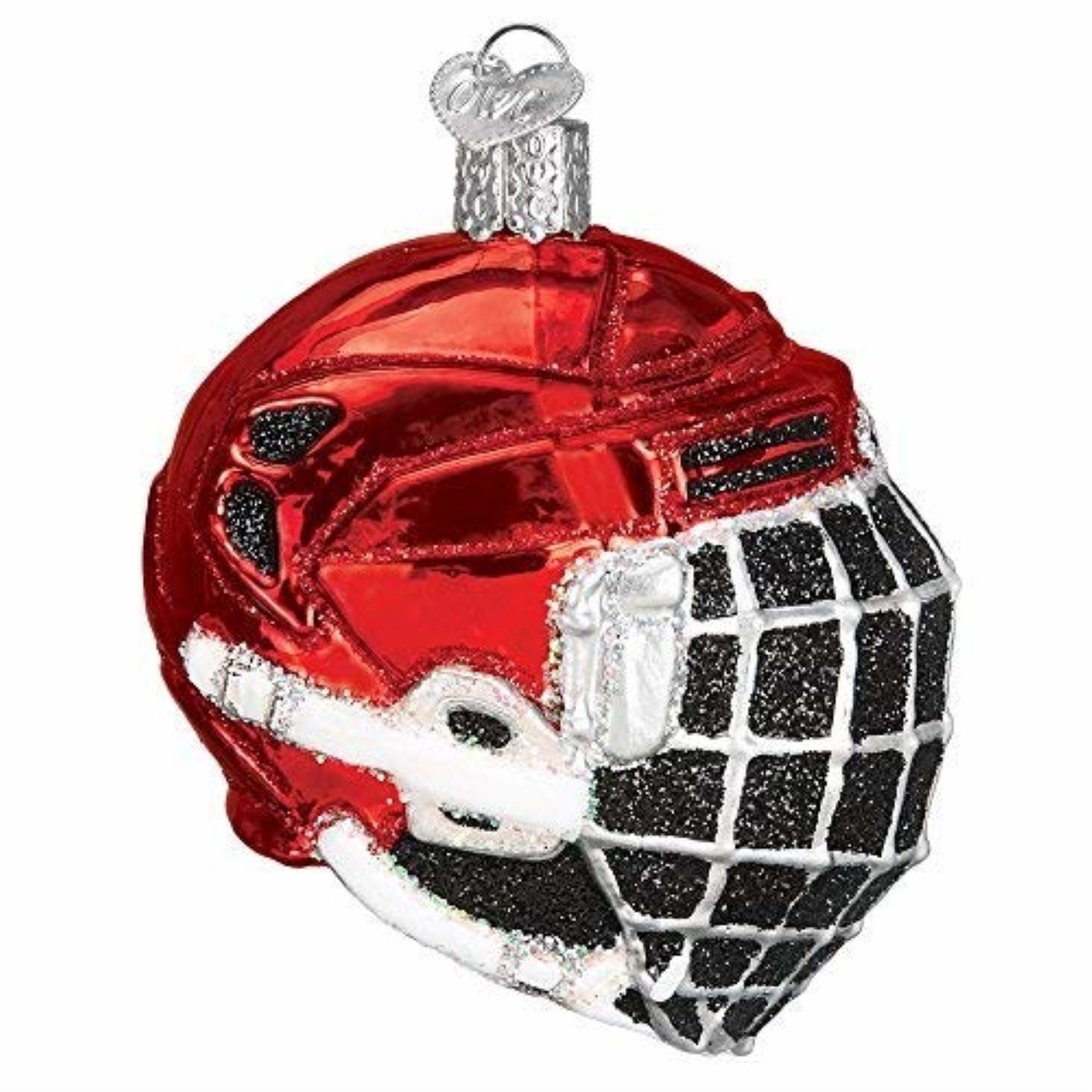 Old World Christmas Hockey Helmet Hanging Glass Blown Ornament