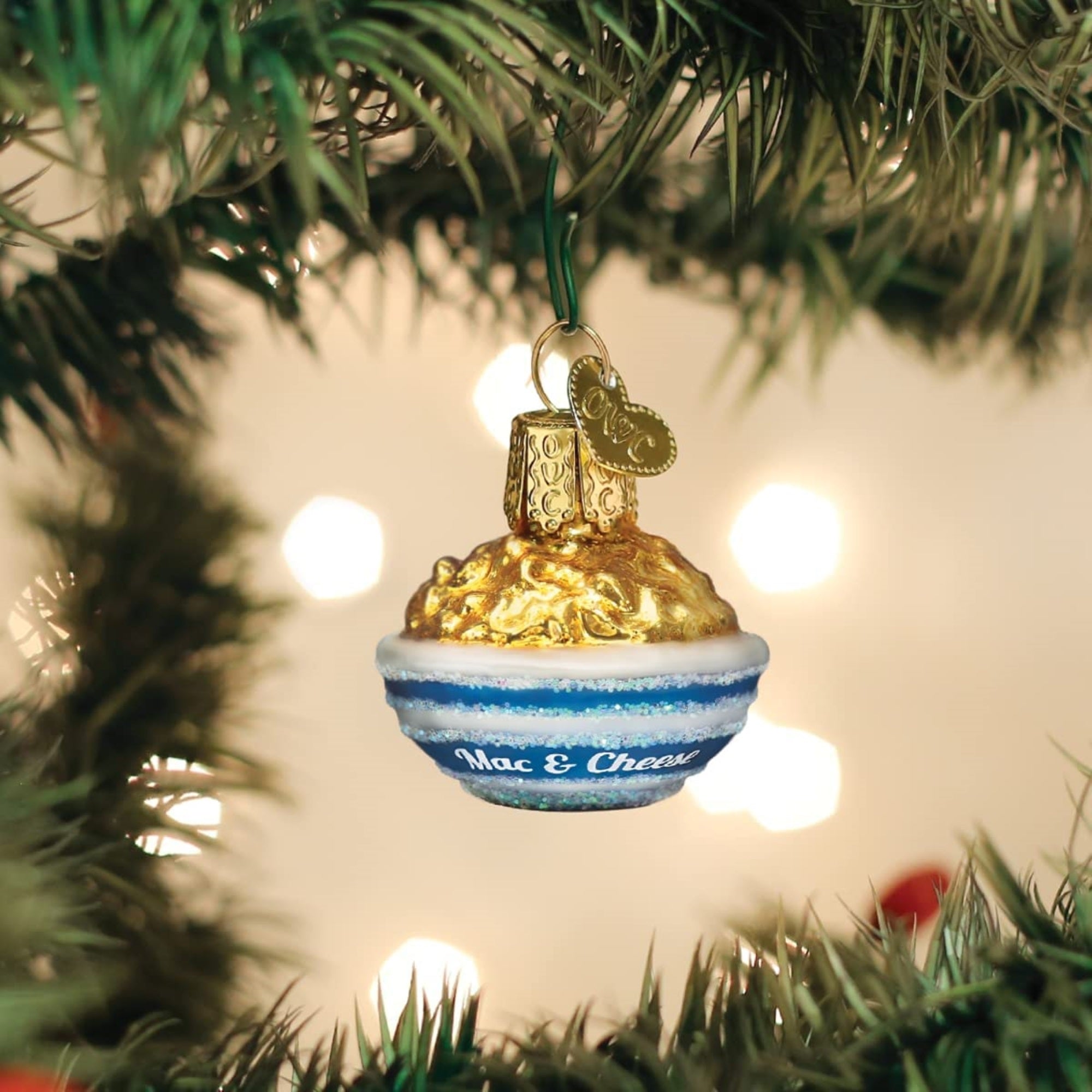 Old World Christmas Mini Blown Glass Mac & Cheese Ornament, 1.5"