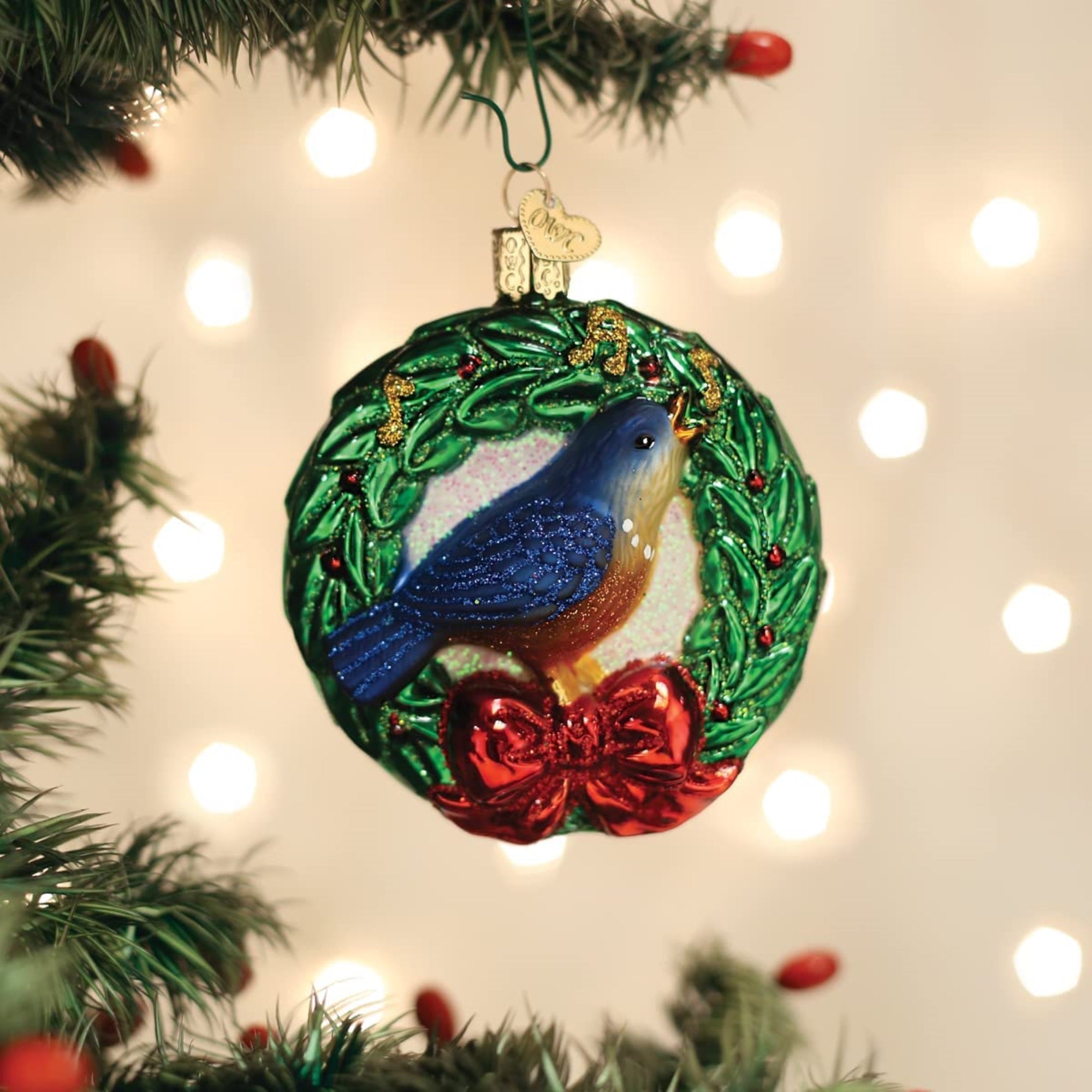 Old World Christmas Glass Blown Calling Bird Ornament, 3.75"