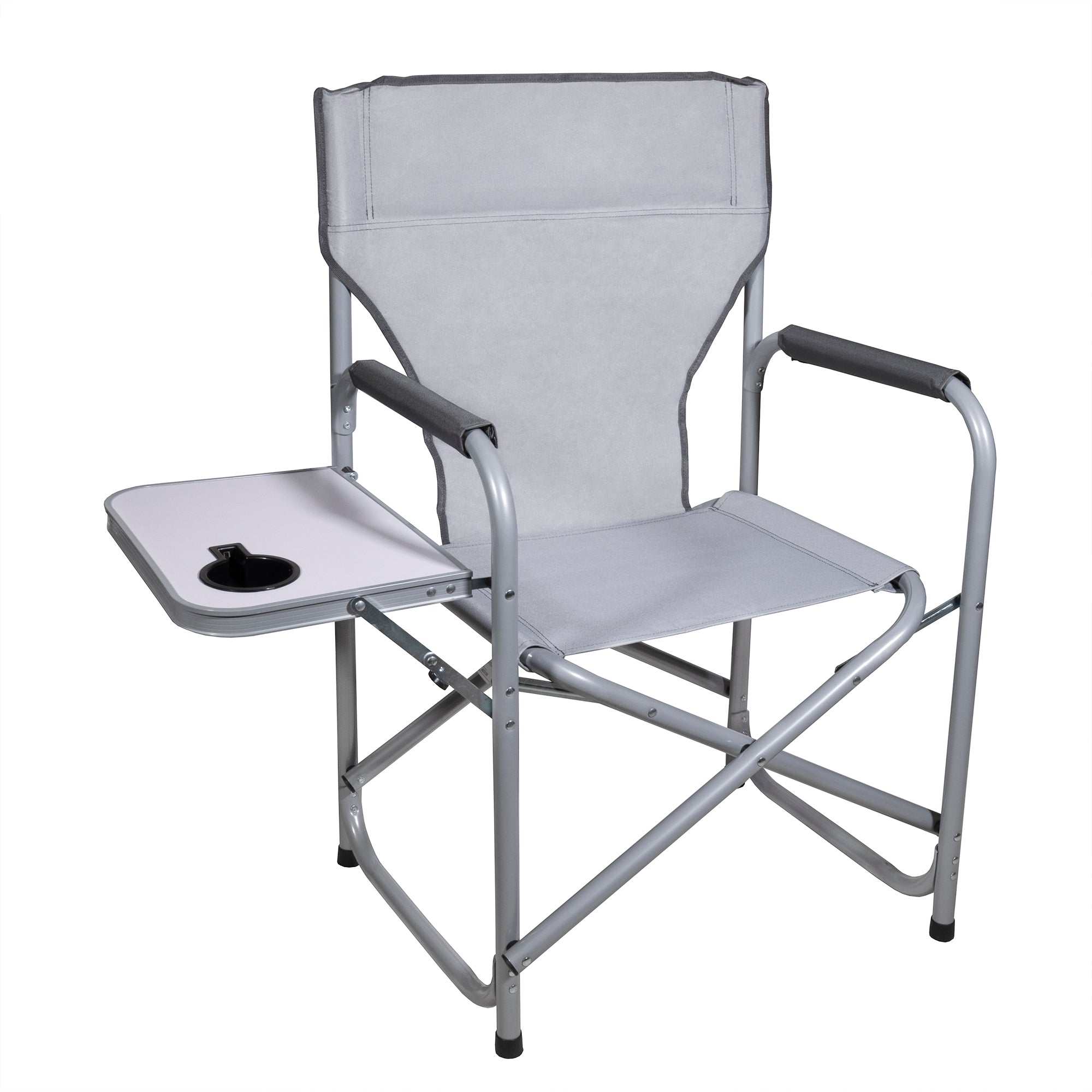 Zenithen Portable Outdoor Directors Folding Chair with Side Table, Light Gray