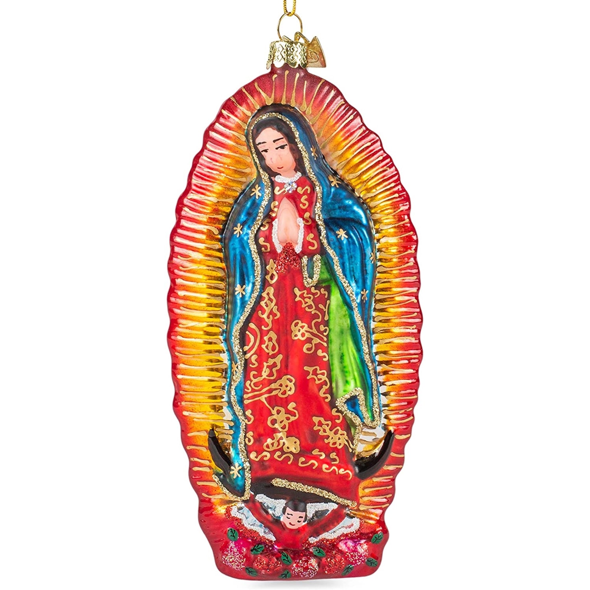 Kurt Adler Noble Gems Our Lady Of Guadalupe Hanging Glass Christmas Ornament