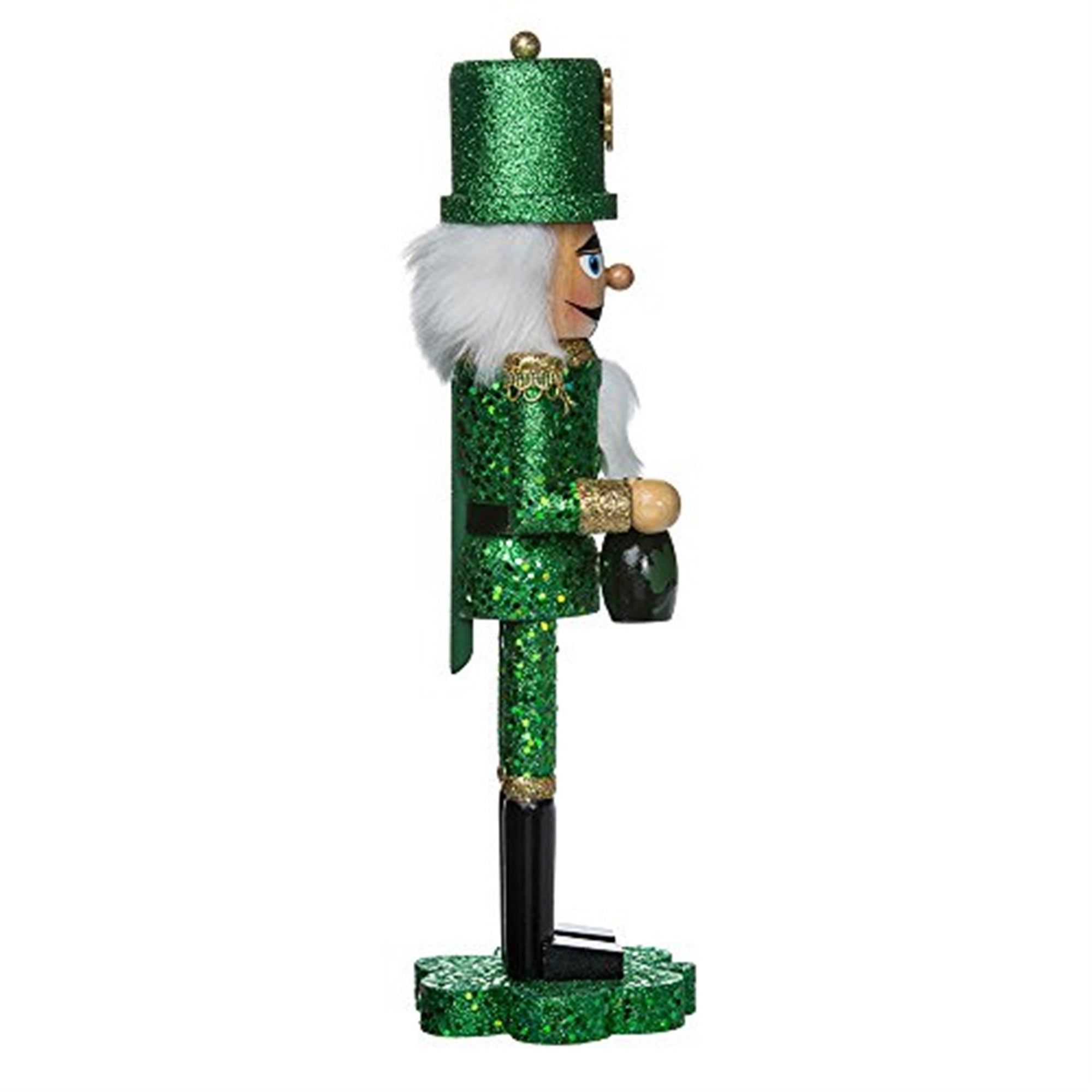 Kurt Adler Wooden Irish Nutcracker on Shamrock Base, 15"