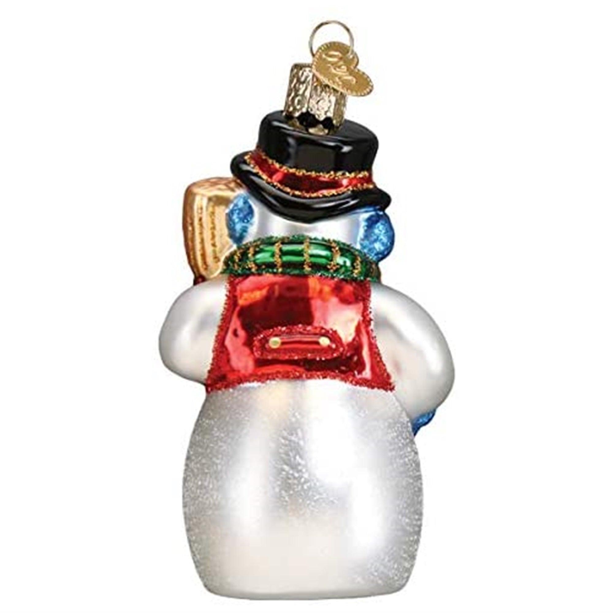 Old World Christmas Glass Blown Ornament Snowman with Face Mask, 4.5"