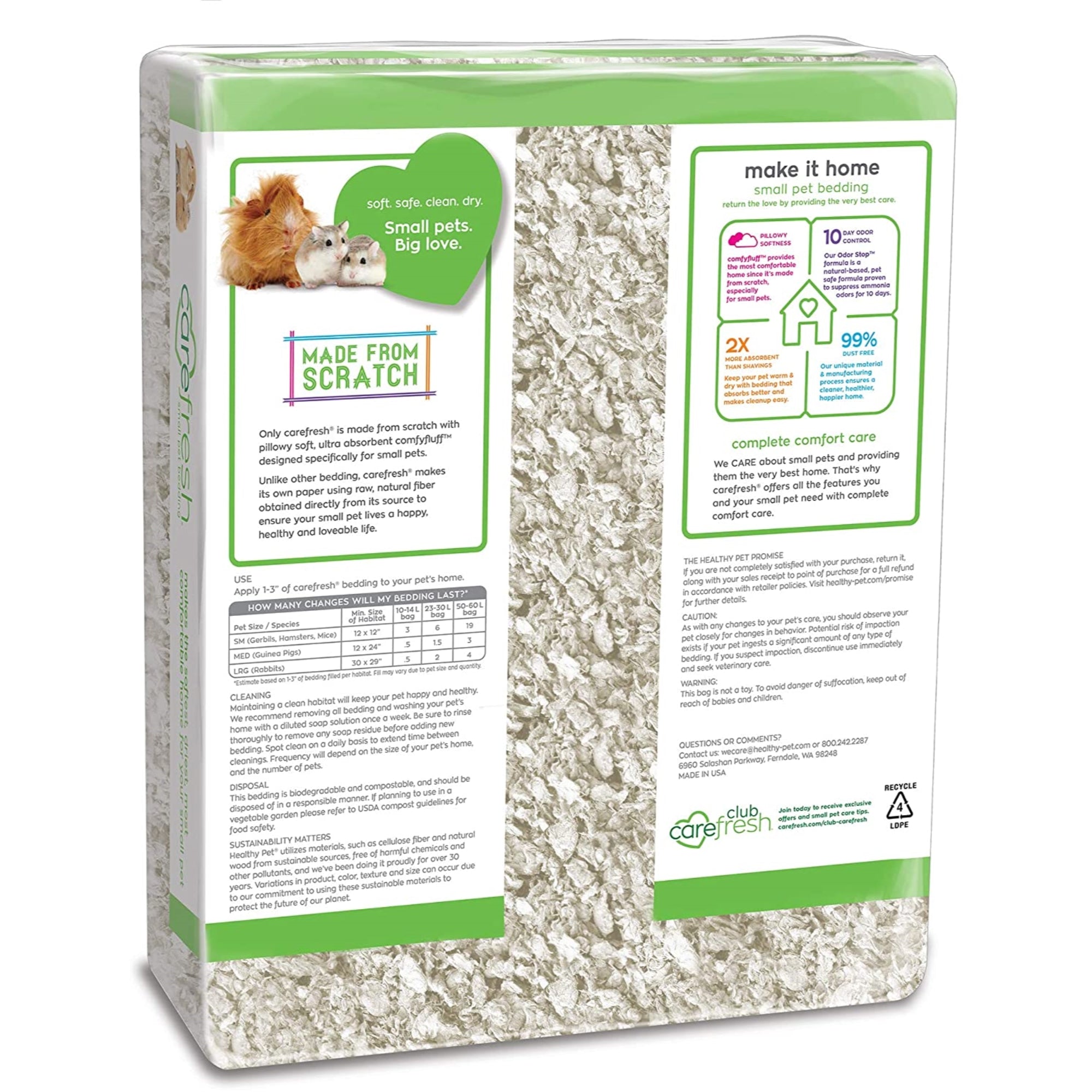 Healthy Pet Carefresh Ultra-Premium Small Pet Soft Bedding, White 50 L