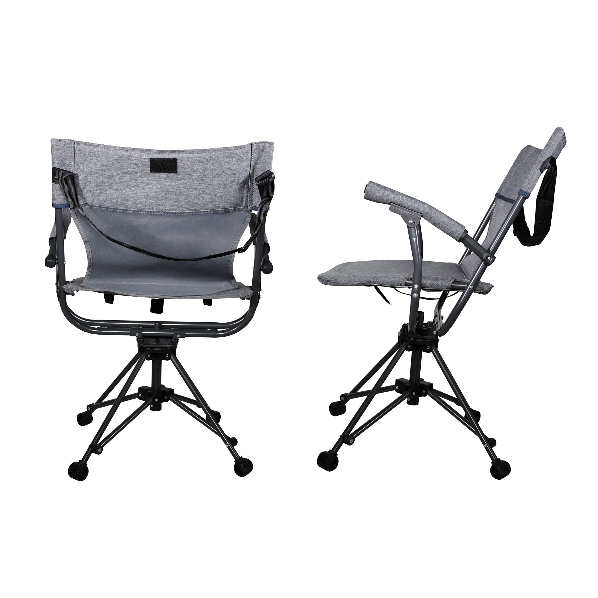 Zenithen Outdoor/Indoor Folding Portable Lawn 360 Swivel Bag Chair with Armrests, Grey