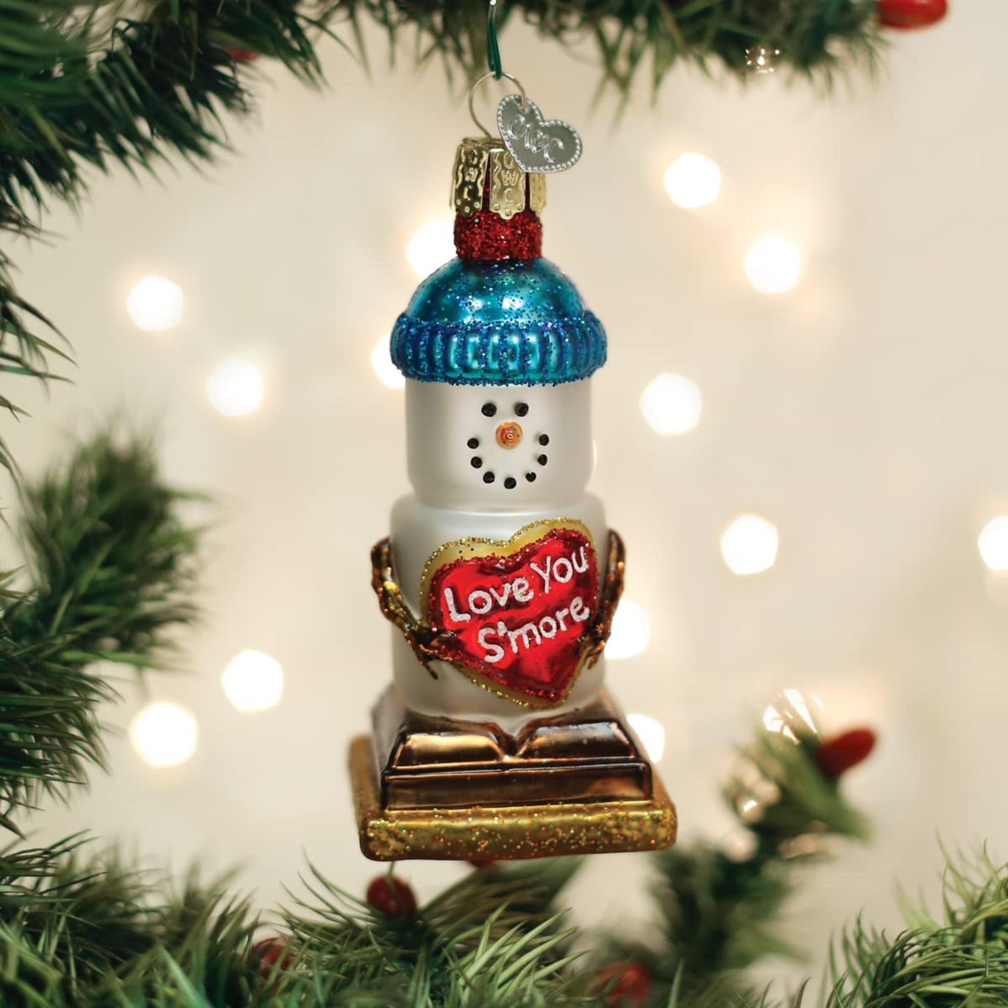 Old World Christmas Glass Blown Love You S'More Ornament, 3.75"