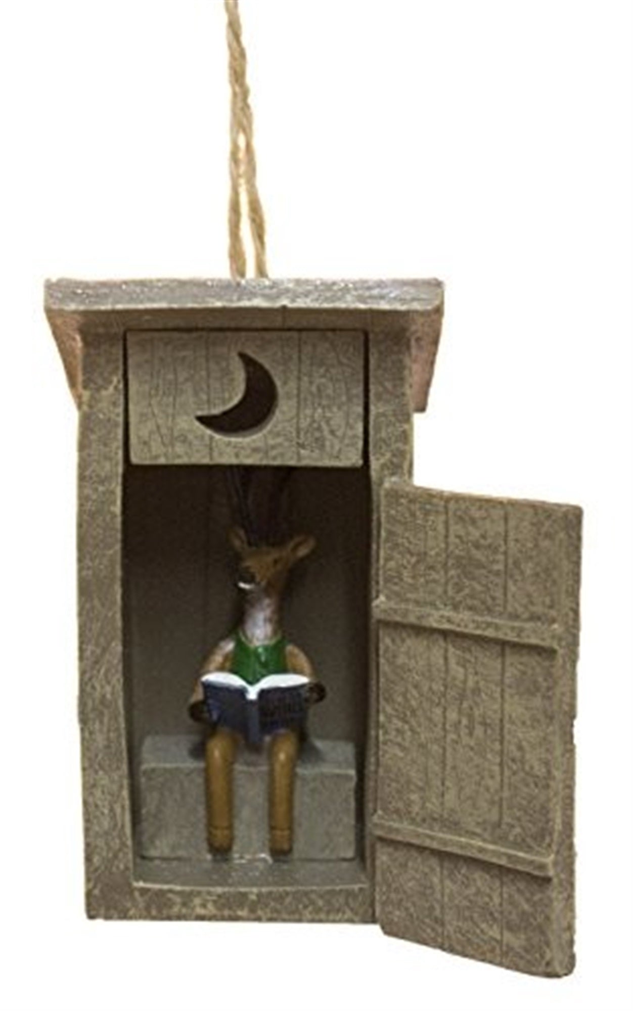 Ganz Outhouse with Deer Inside Resin Hanging Christmas Ornament - Size 3.5 in.