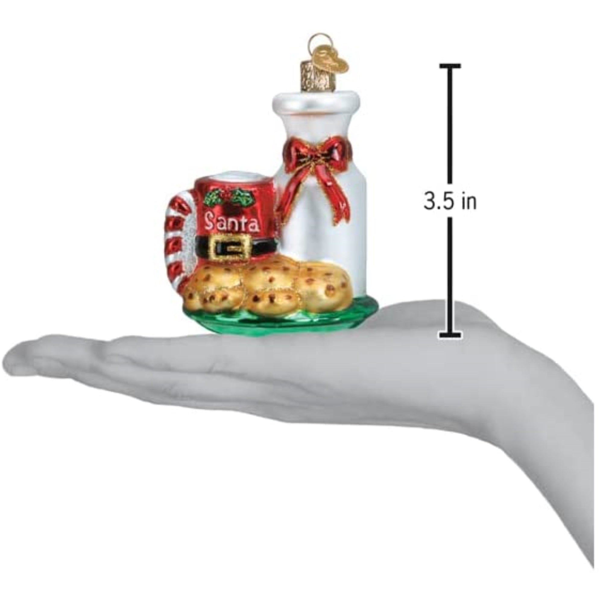 Old World Christmas Blown Glass Christmas Ornament, Santa's Milk and Cookies