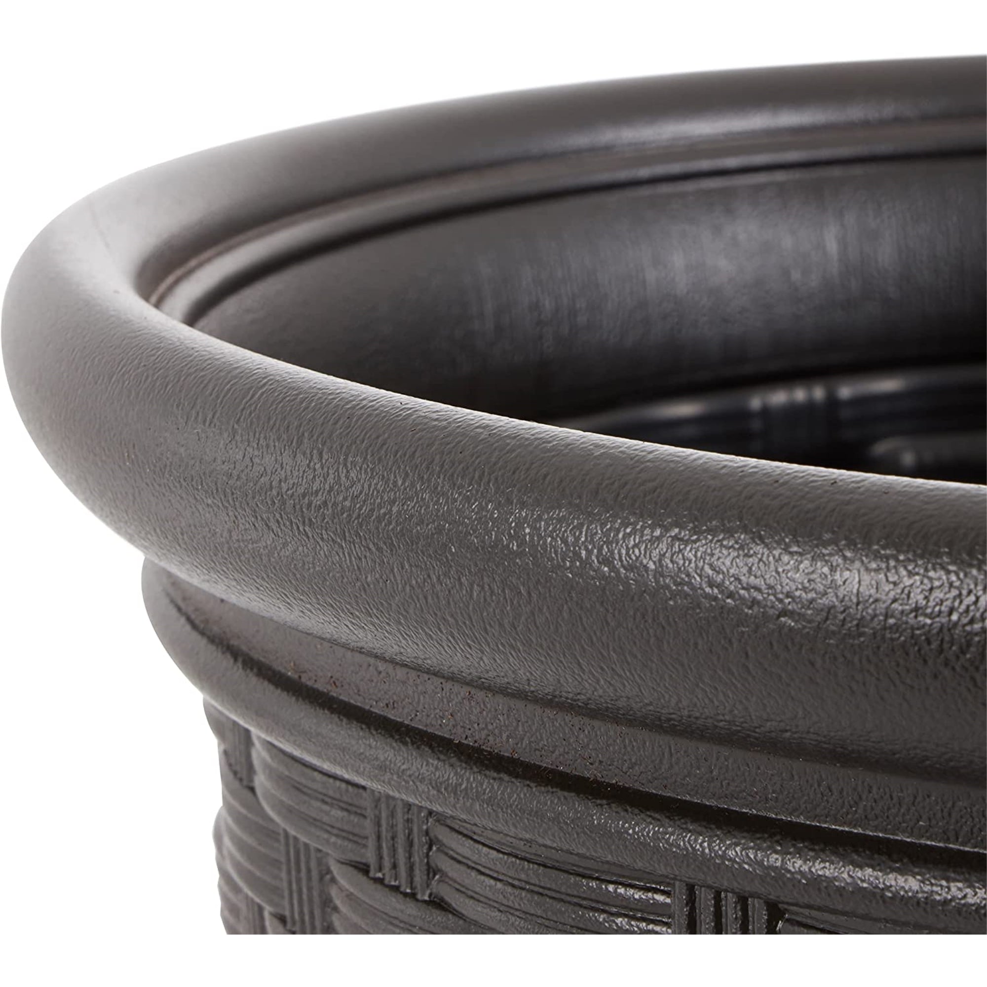 Suncast Sonora Resin Wicker Planter Contemporary Lightweight Flower Pot for Indoor and Outdoor Use, Java, 18"