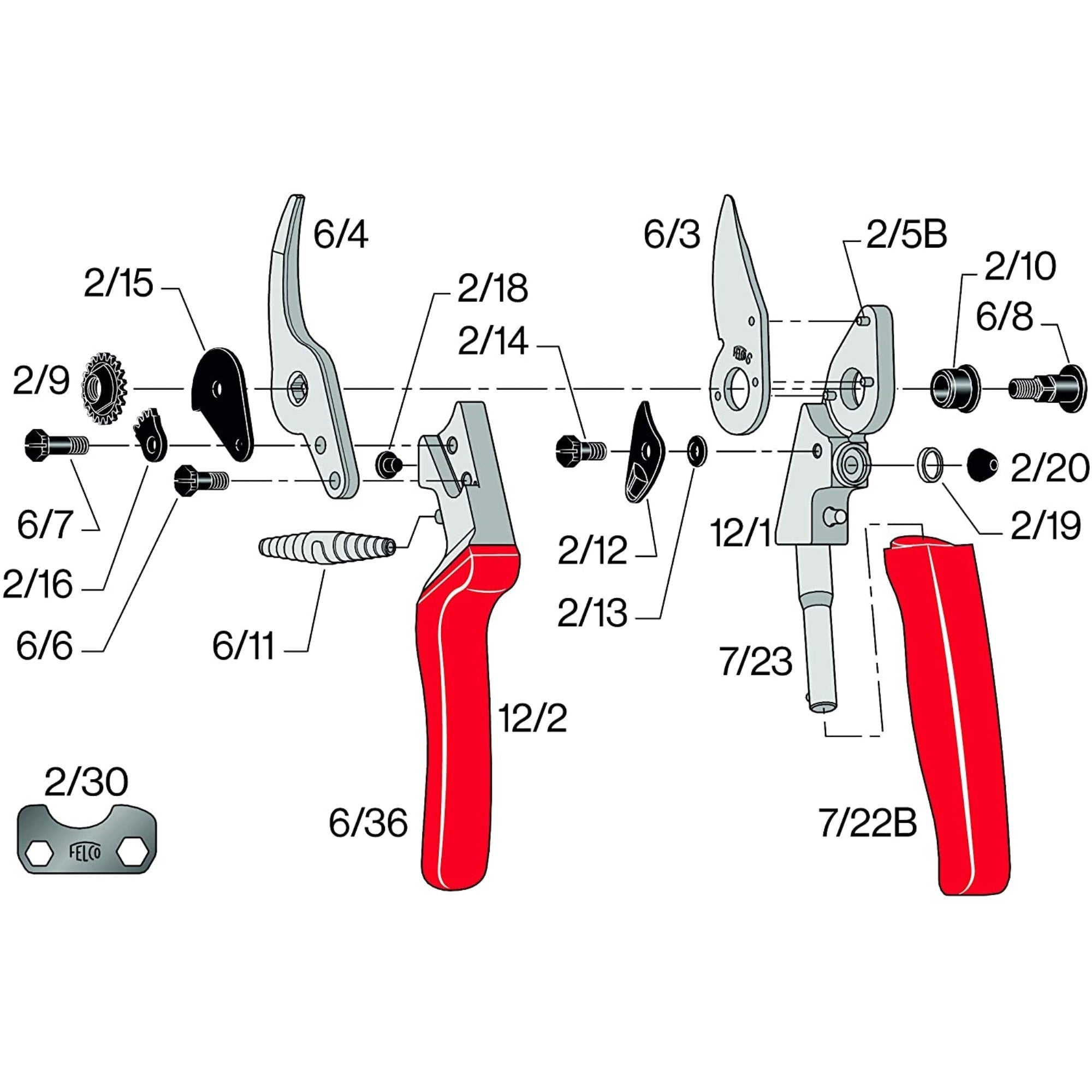 Felco One-handed Ergonomic Compact Pruning Steel Blade Shears 7.8"