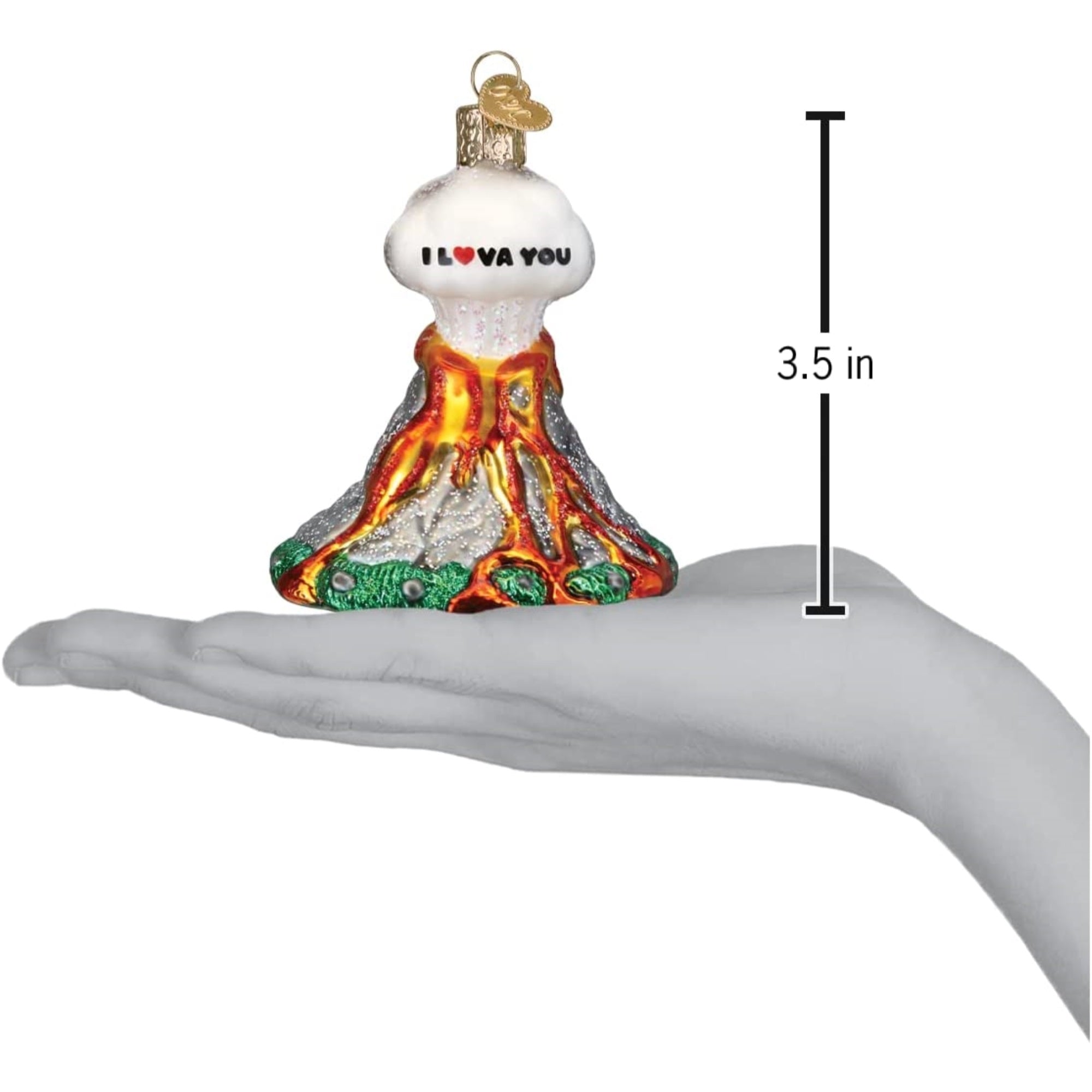 Old World Christmas Blown Glass 'I Lava You' Volcano Ornament, 3.5"