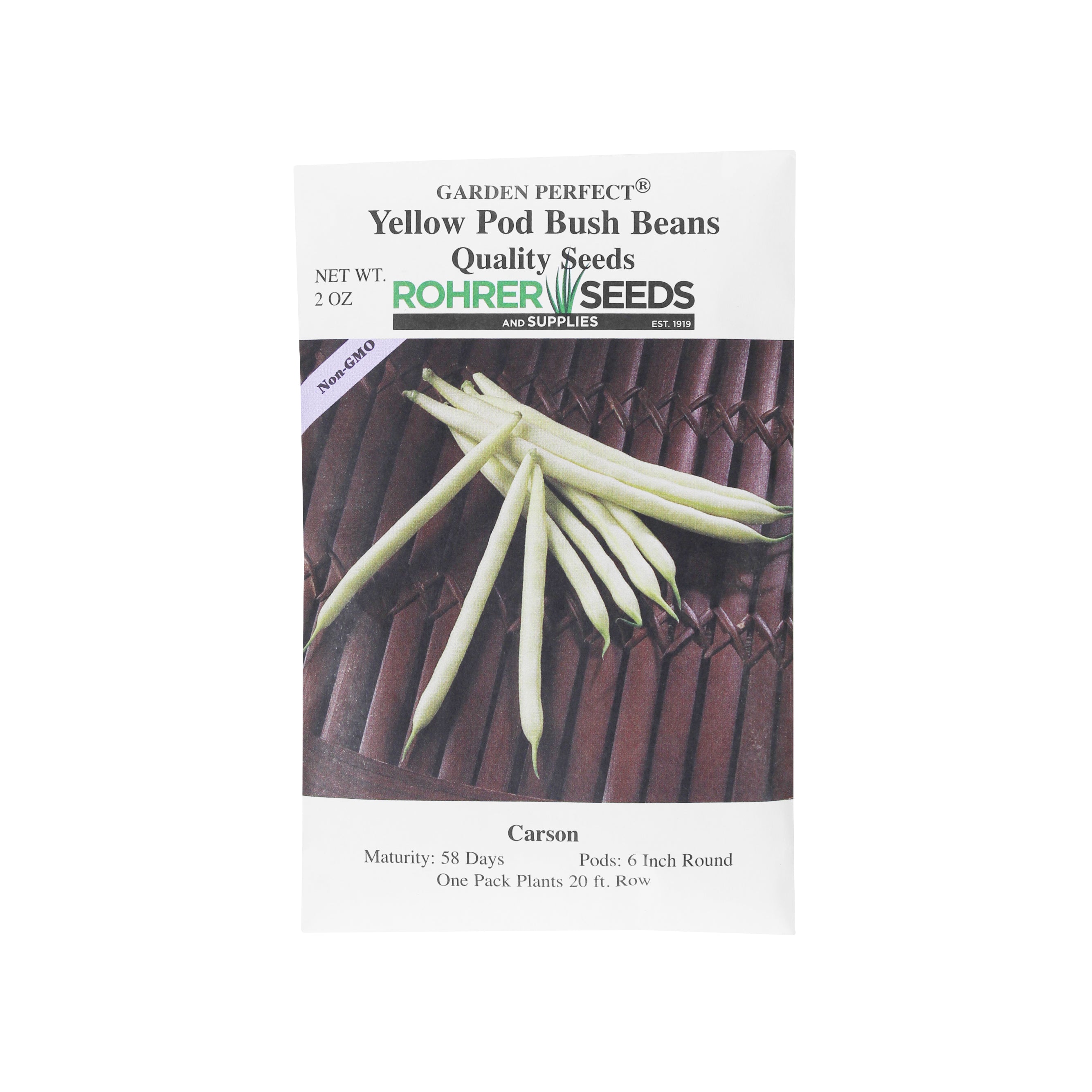 Rohrer Seeds Yellow Pod Bush Beans, Carson Variety, 2oz Packet, Plants 20ft Row