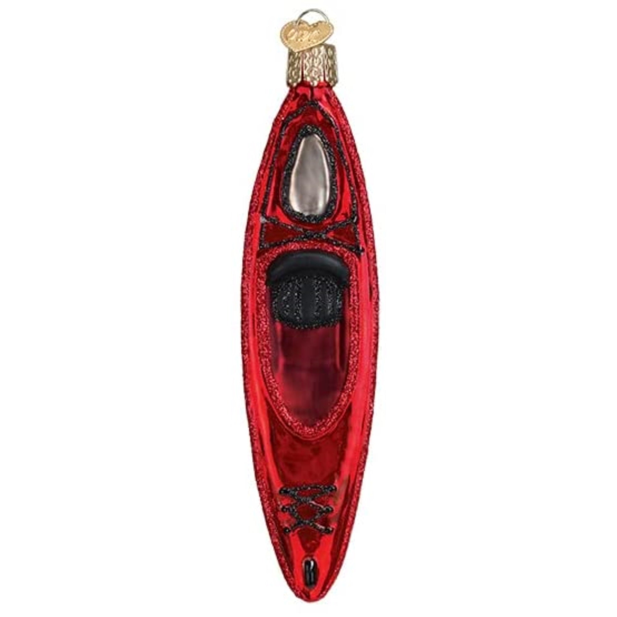 Old World Christmas Glass Blown Tree Ornament, Red Kayak