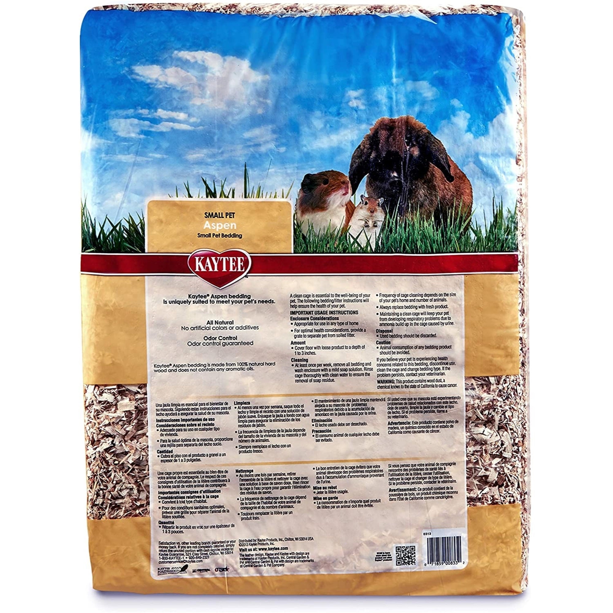 Kaytee All Natural Aspen Small Pet Bedding, 2 CF (expands to 4 CF)