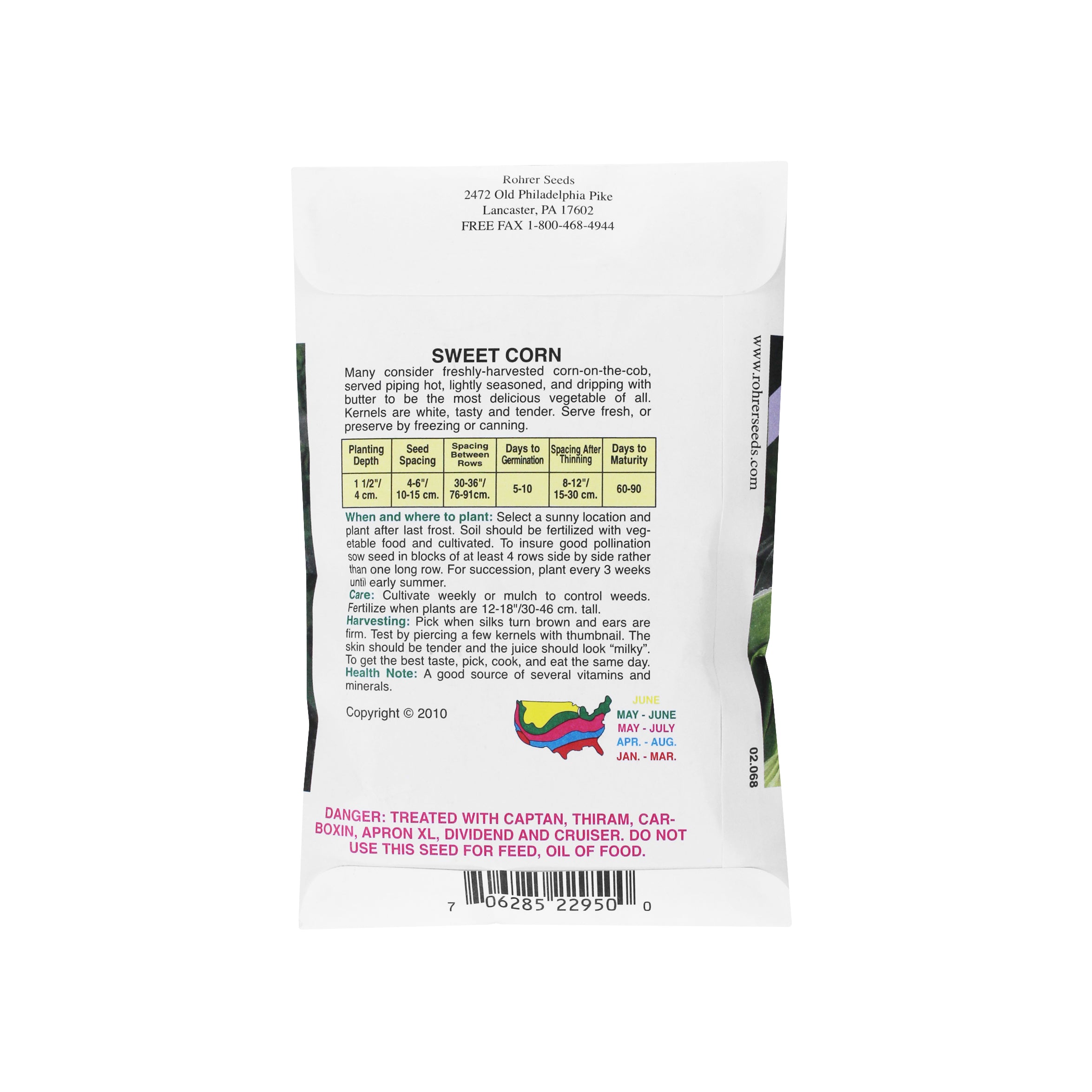 Rohrer Seeds Silver King Hybrid Sweet Corn, 2oz Packet, Plants 50ft