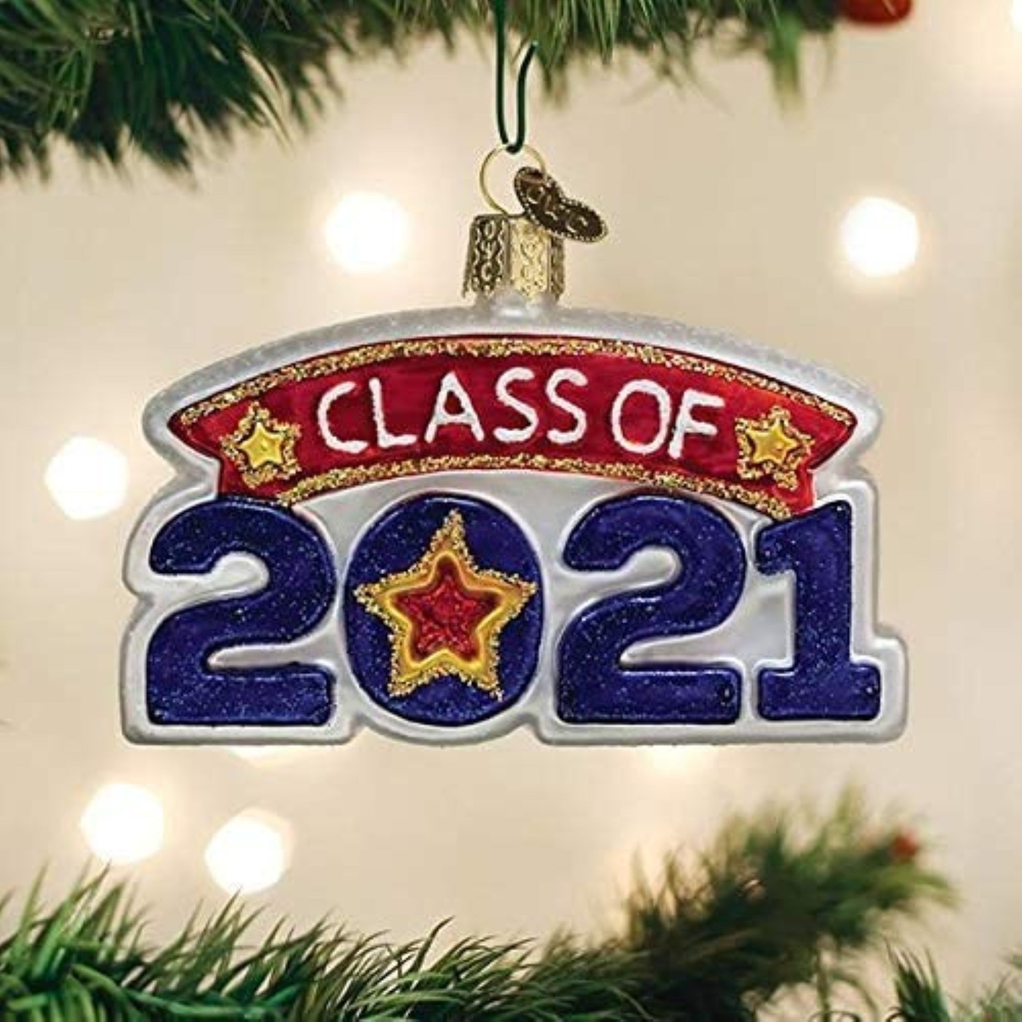 Old World Christmas Glass Blown Ornament, Class of 2021, 4"