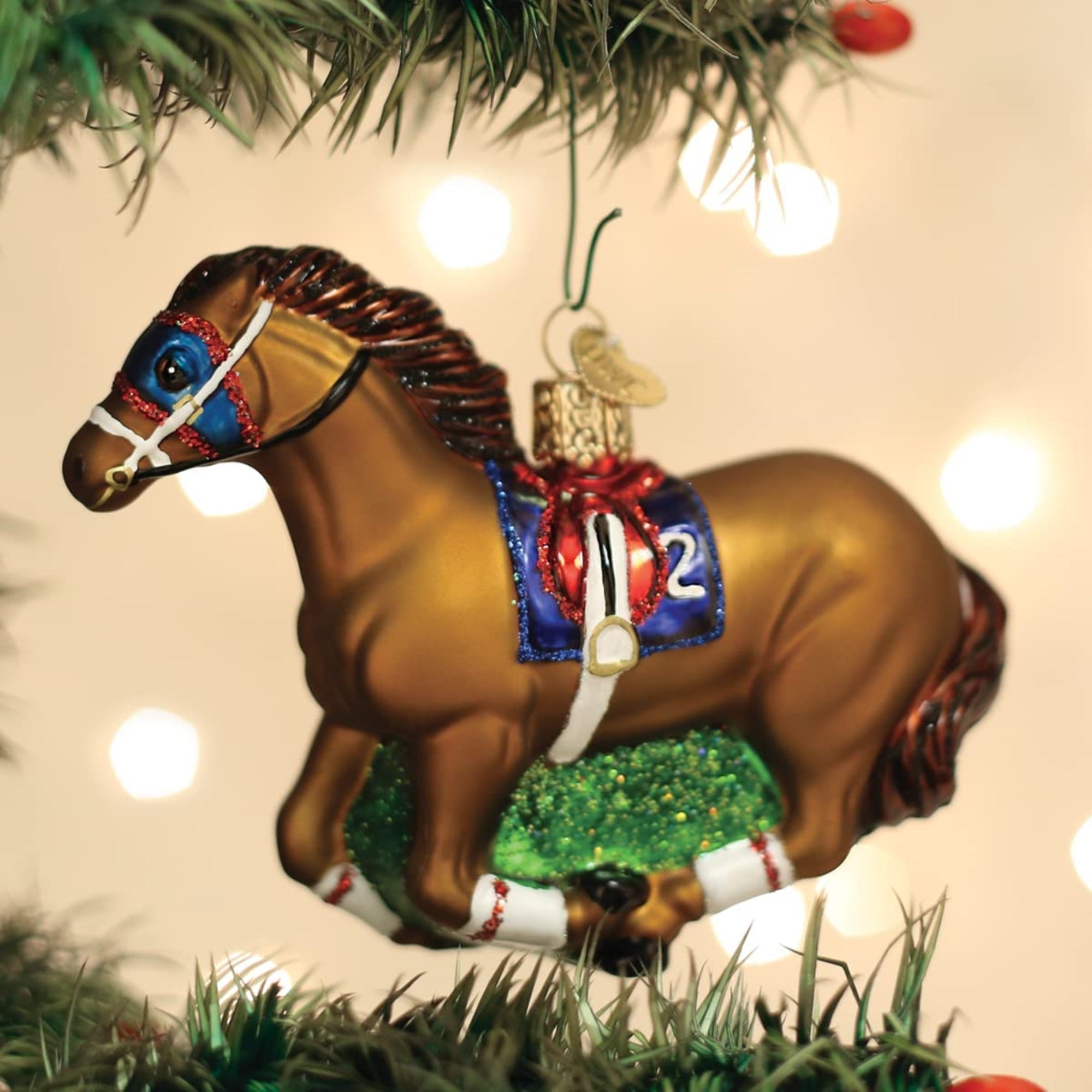 Old World Christmas Racehorse Blown Glass Holiday Ornament For Tree