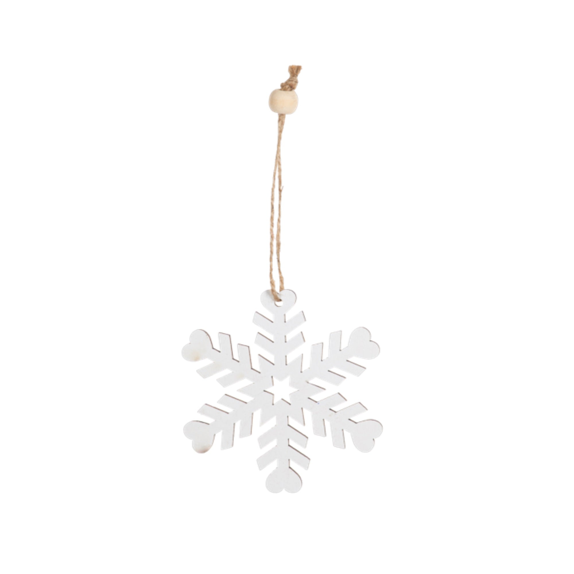 Ganz Natural Wooden Snowflake Ornament Boxed Set, 9-Piece Set, Assorted Styles, White