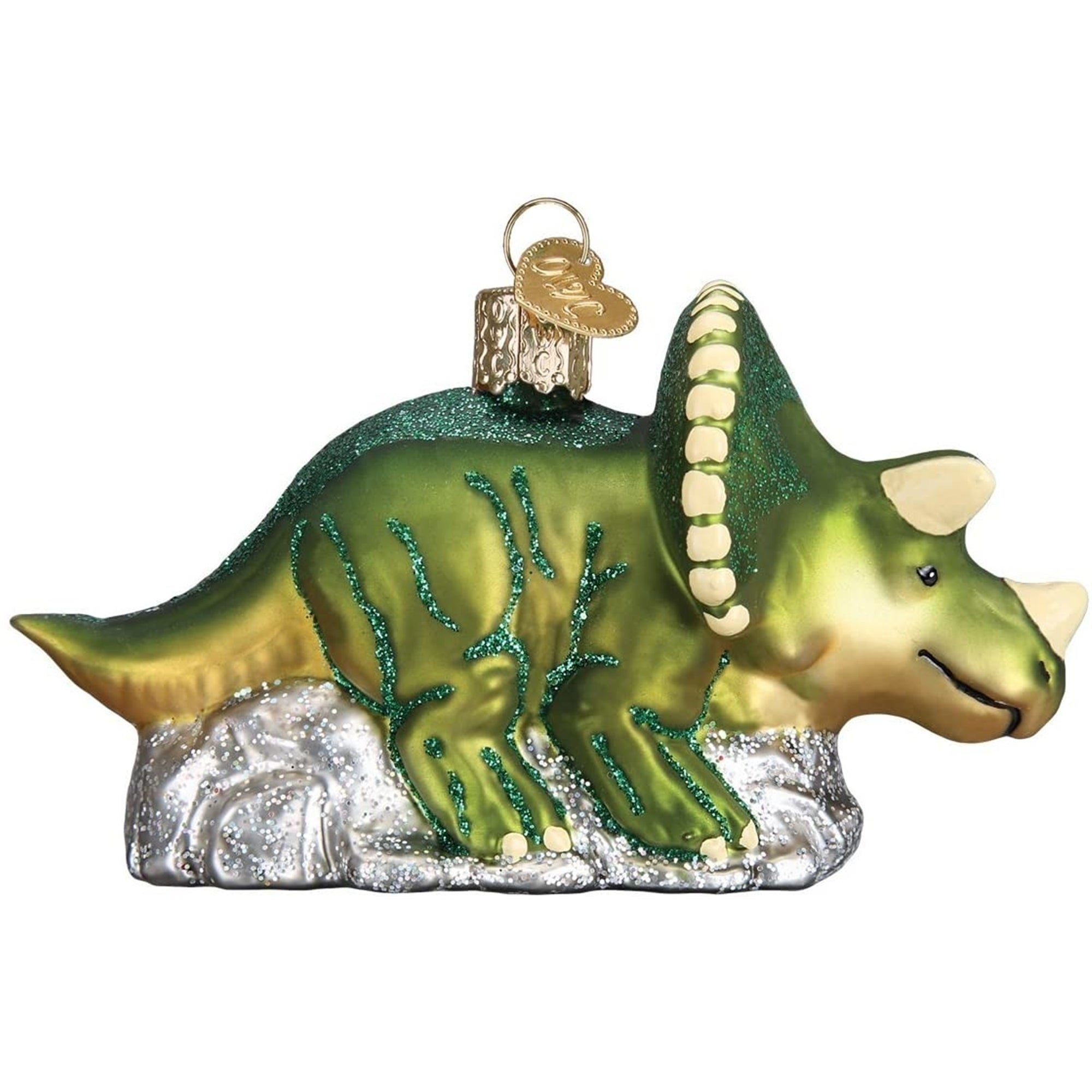 Old World Christmas Blown Triceratops Glass Ornament