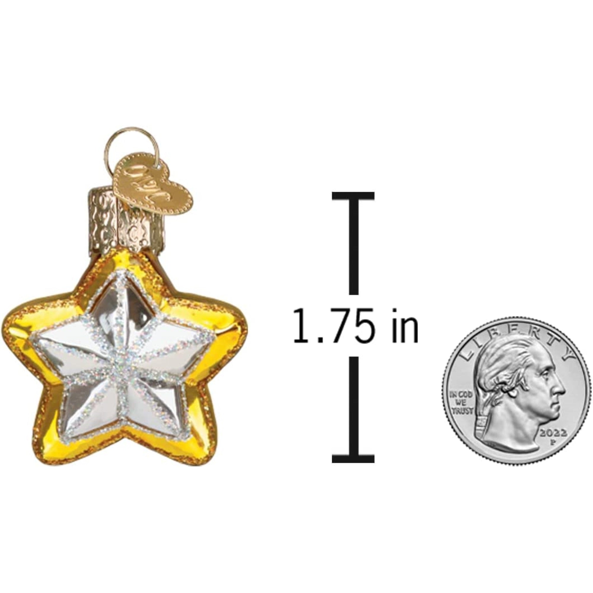 Old World Christmas Mini Glass Blown Star Ornament, 1.75"