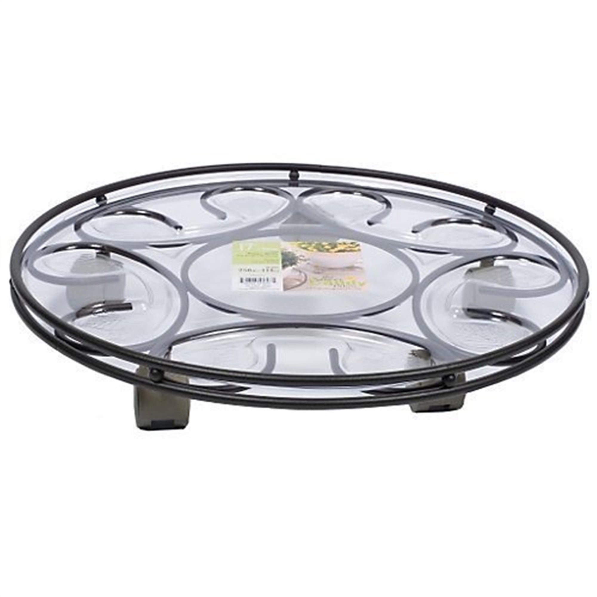 Plastec Saucer Caddy Deluxe with Casters, Black Finish, 14"