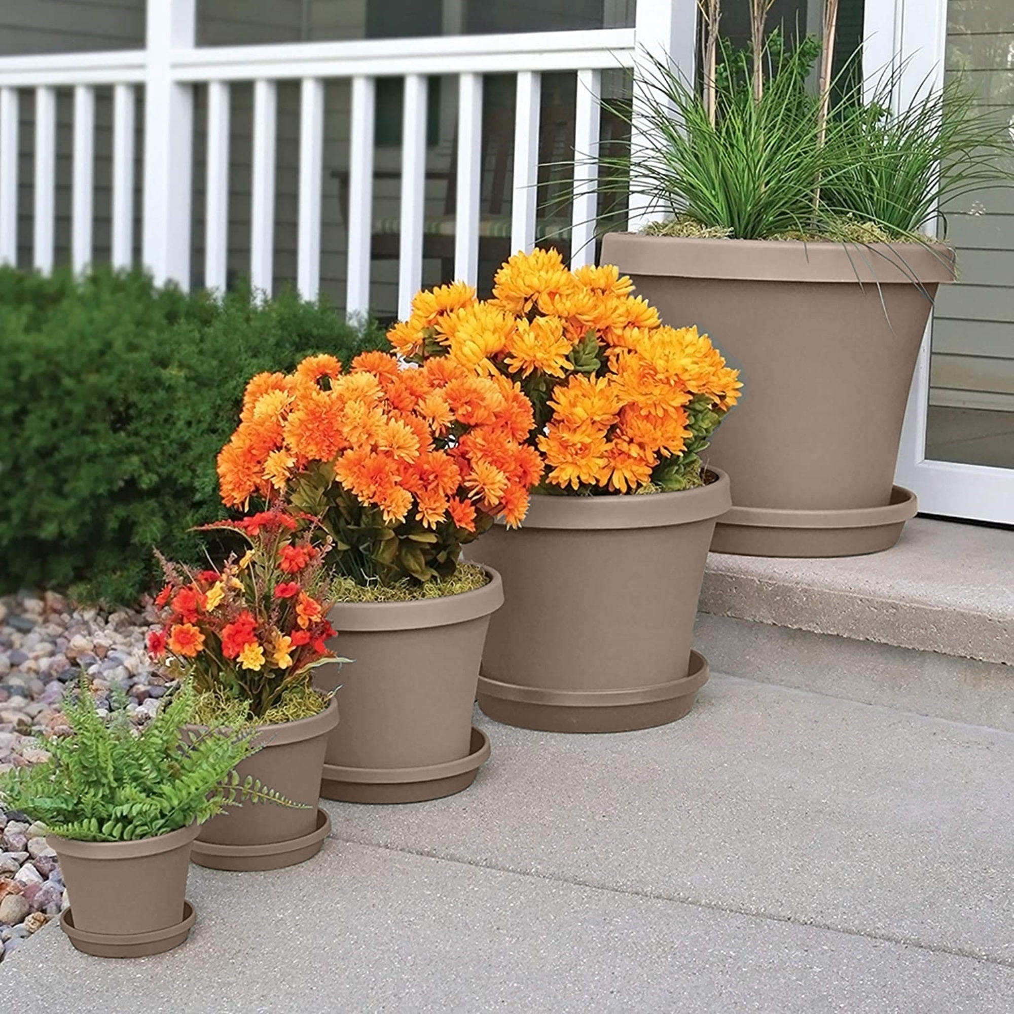 Bloem Terra Plastic In/Outdoor Flower Pot Planter, Pebble Stone Color
