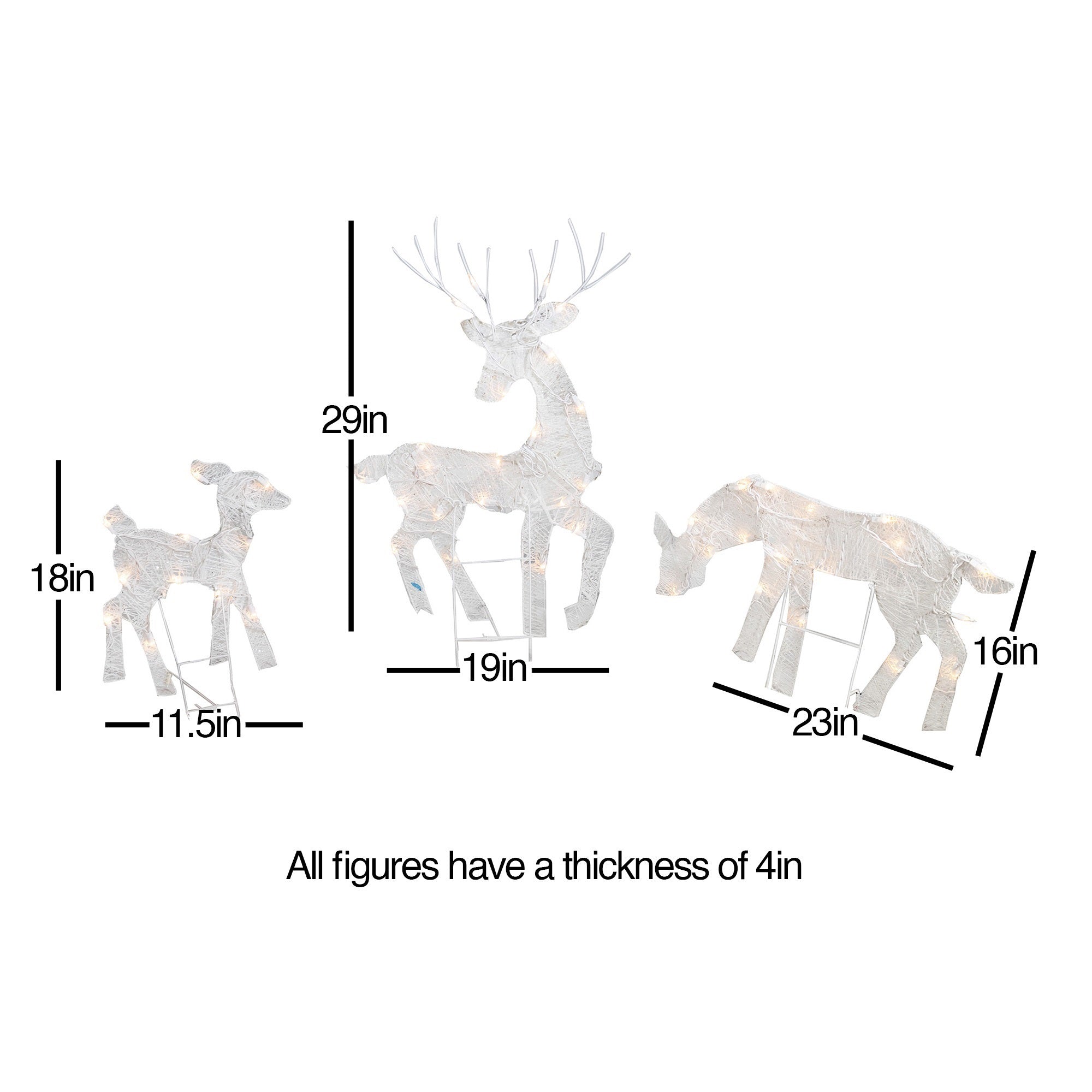 Good Tidings Outdoor Christmas Decoration Display, 3 Piece Reindeer, 50 Lights