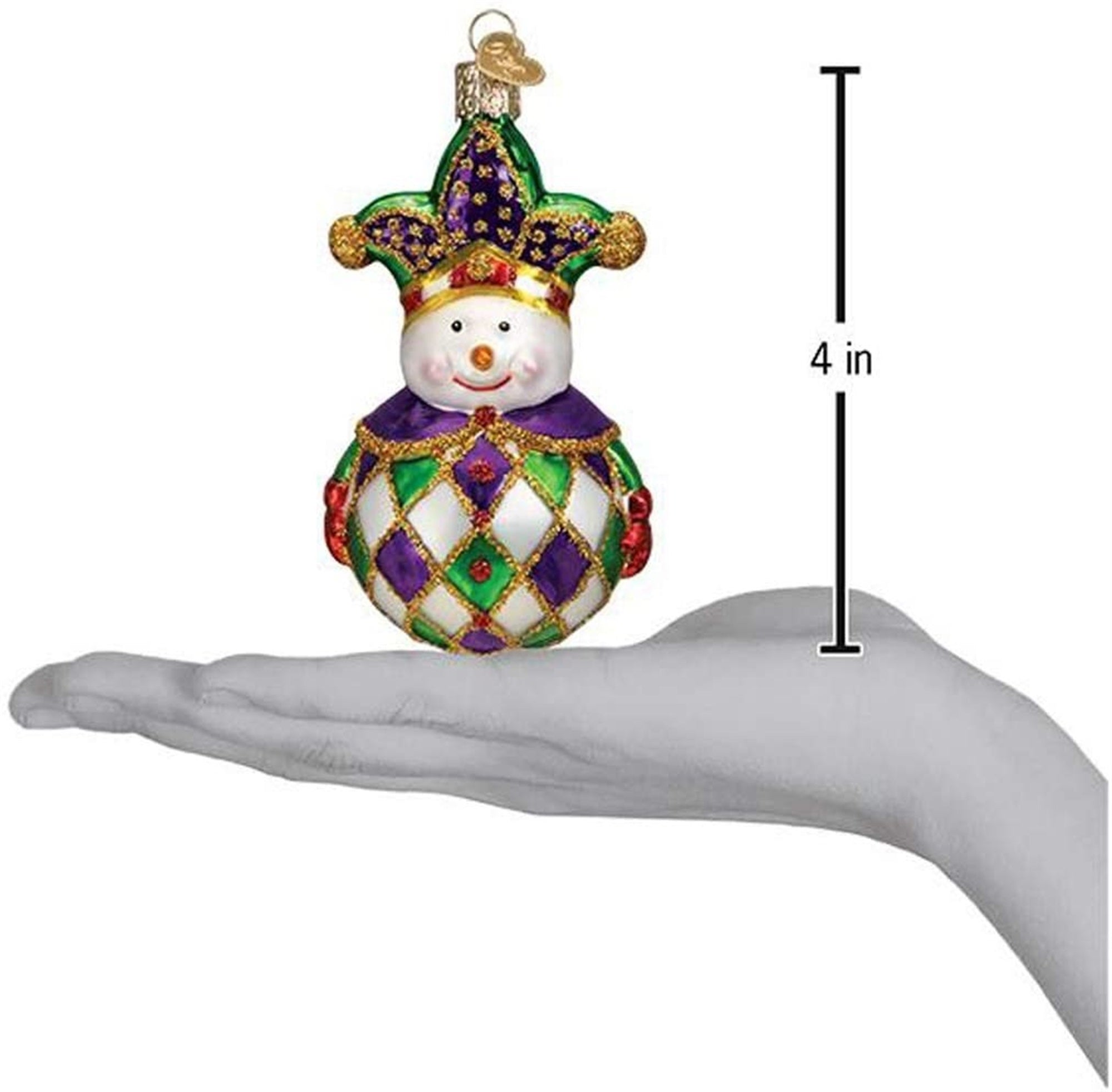 Old World Christmas Glass Blown Harlequin Snowman Ornament
