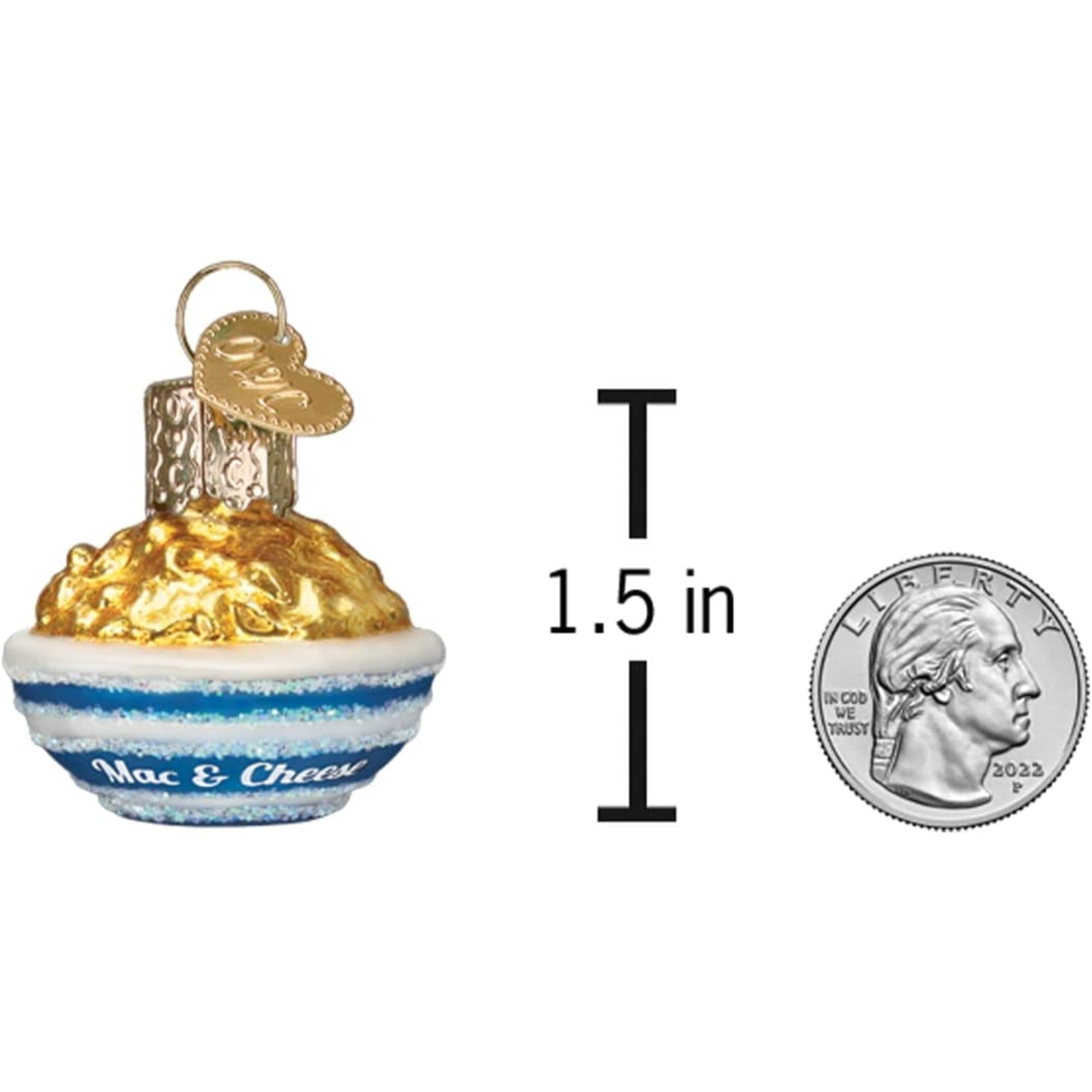 Old World Christmas Mini Blown Glass Mac & Cheese Ornament, 1.5"