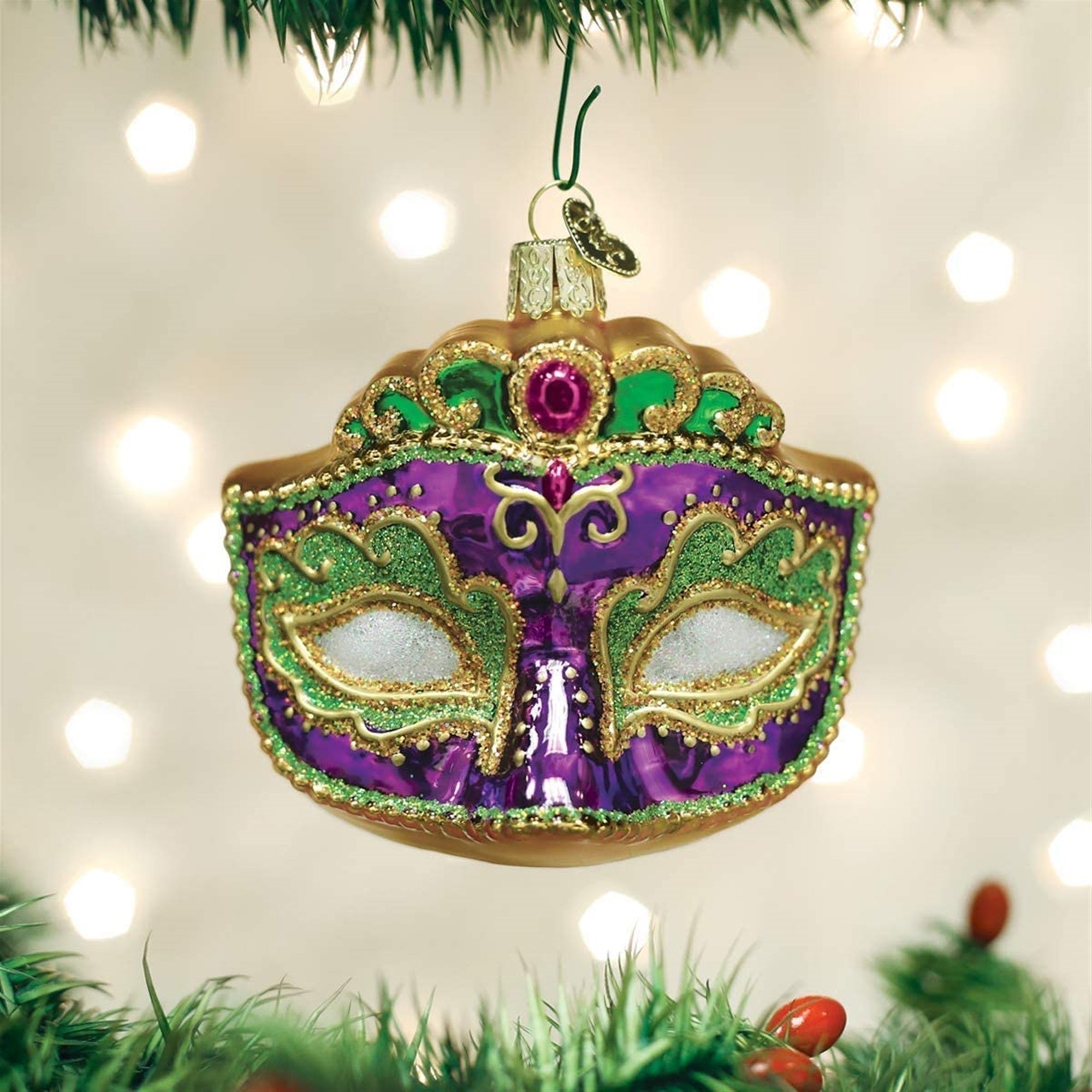 Old World Christmas Mardi Gras Mask Glass Blown Ornament