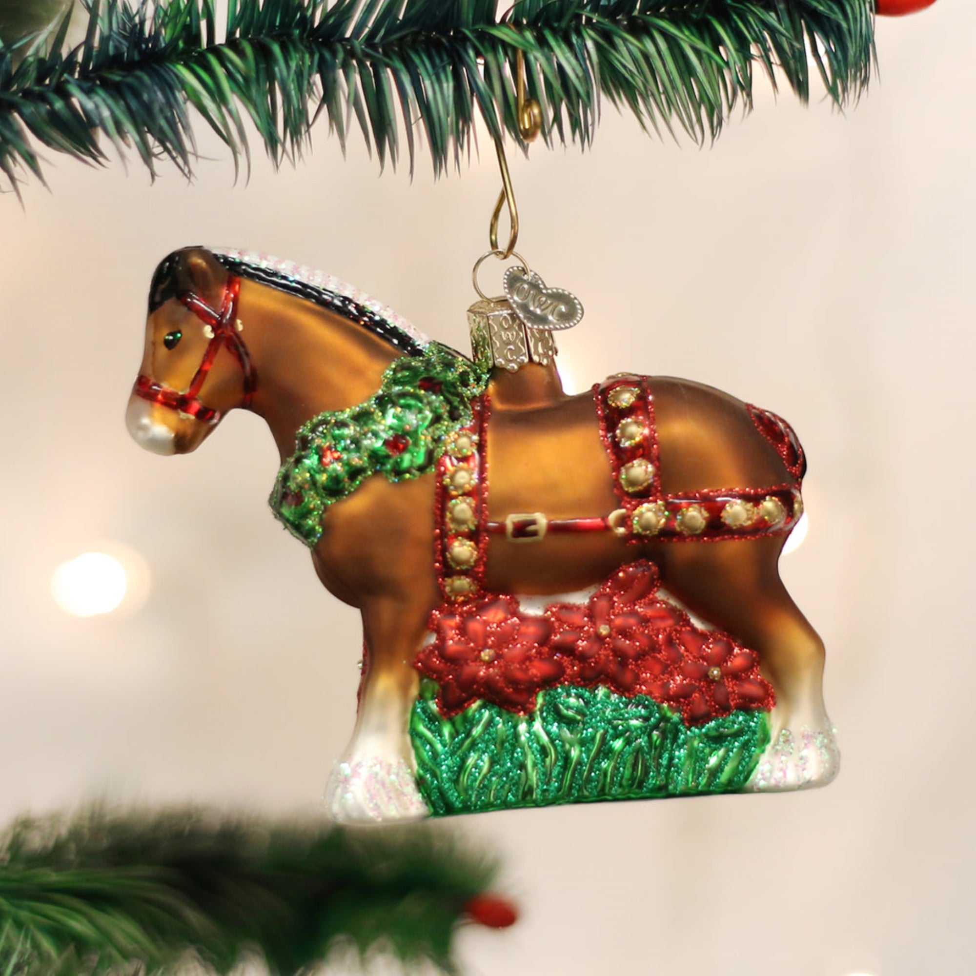 Old World Christmas Holiday Clydesdale Glass Blown Ornament
