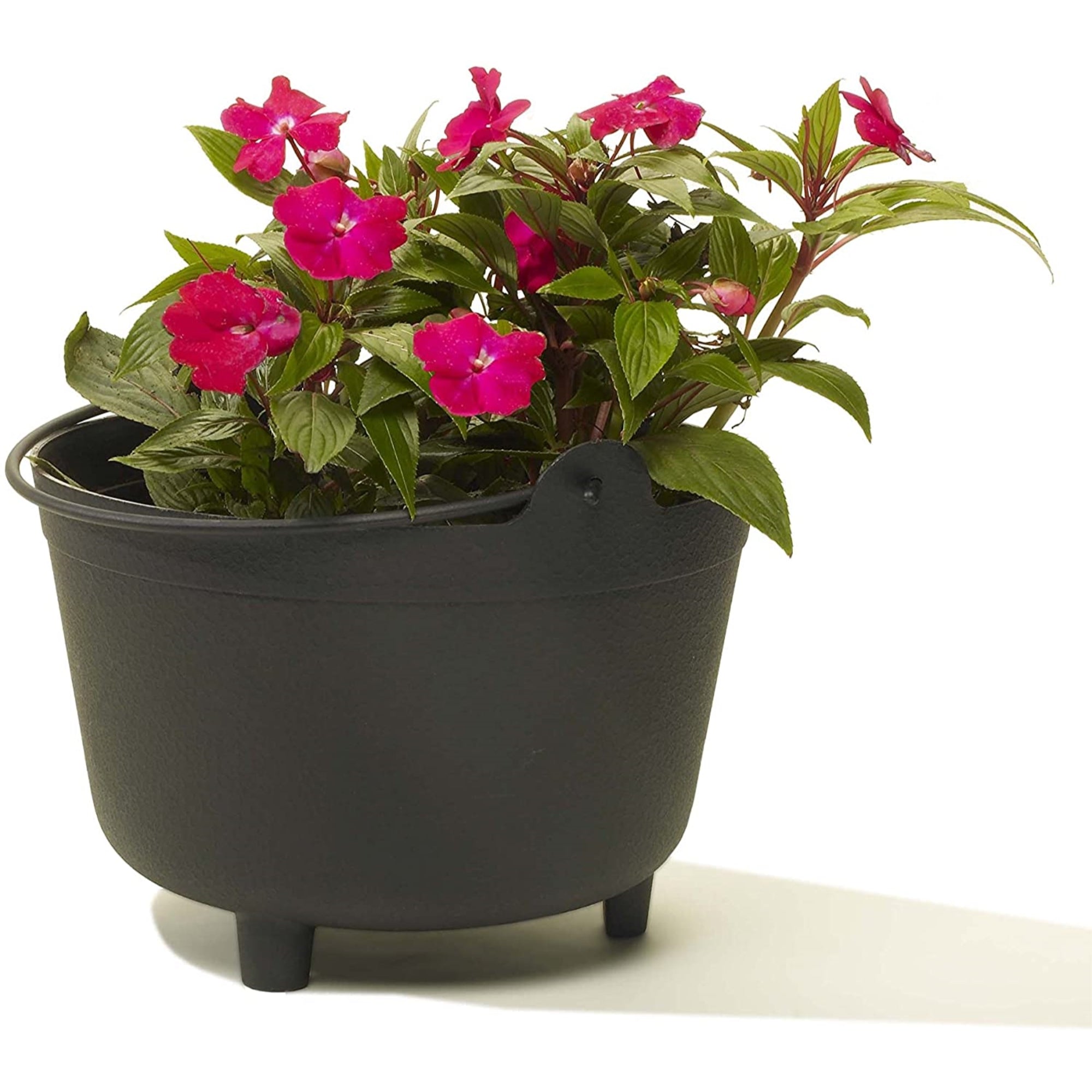 Novelty Indoor/Outdoor Antique-Inspired Kettle Plastic Round Planter with Handle