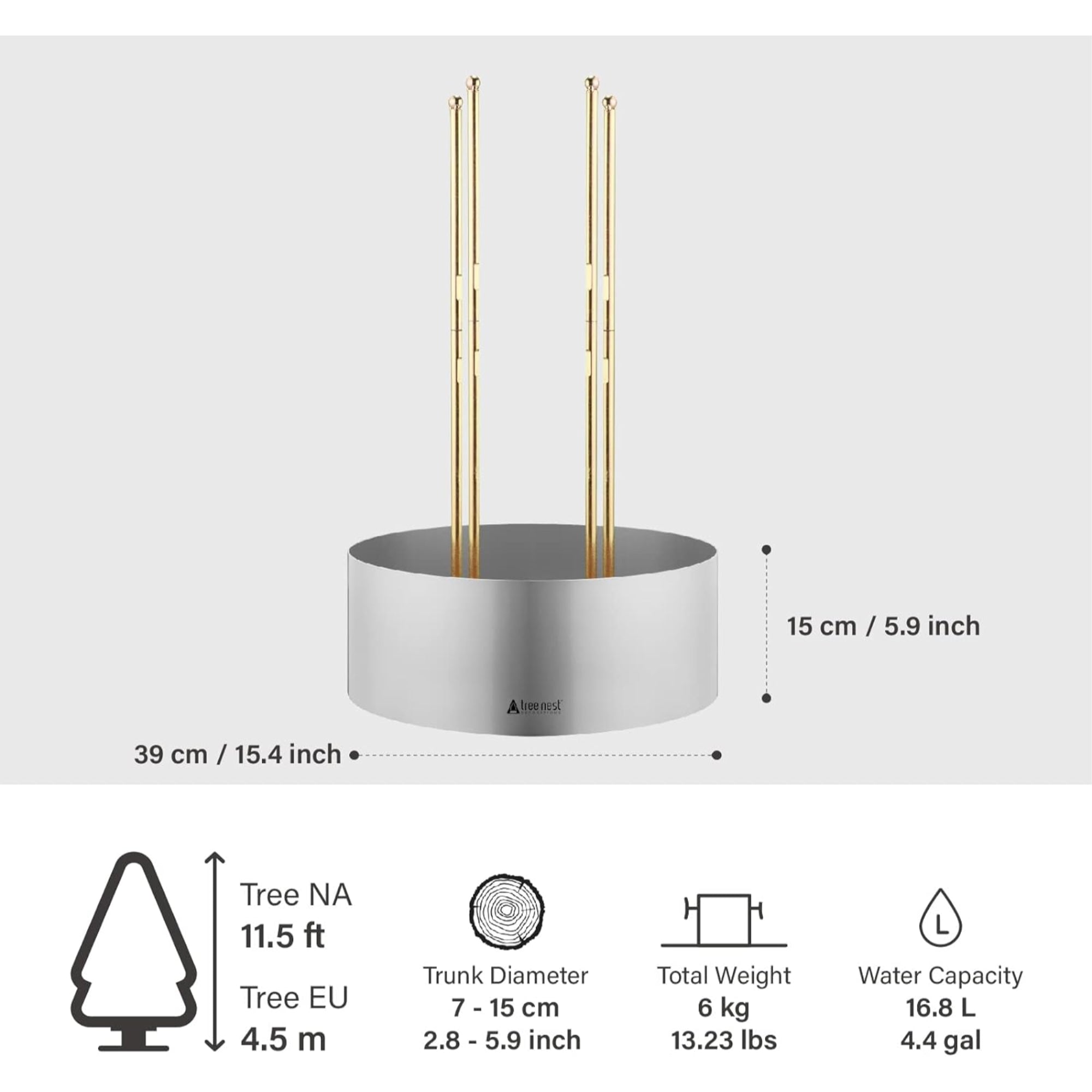 Tree Nest Easy Metal Christmas Tree Stand, Silver, Medium