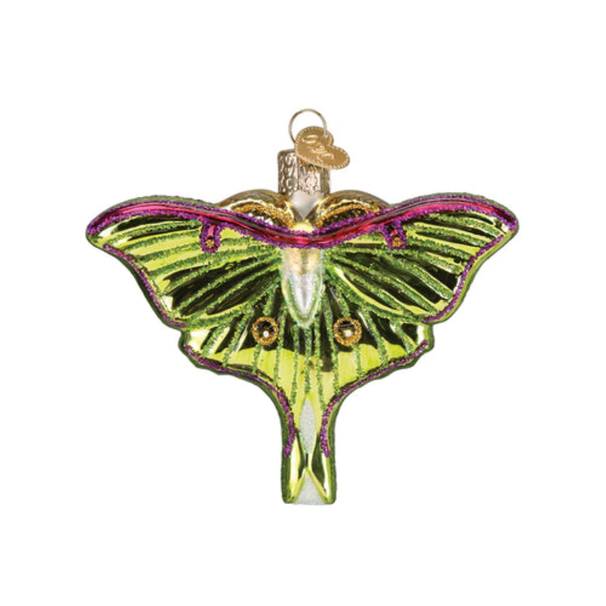 Old World Christmas Luna Moth Blown Glass Holiday Tree Ornament