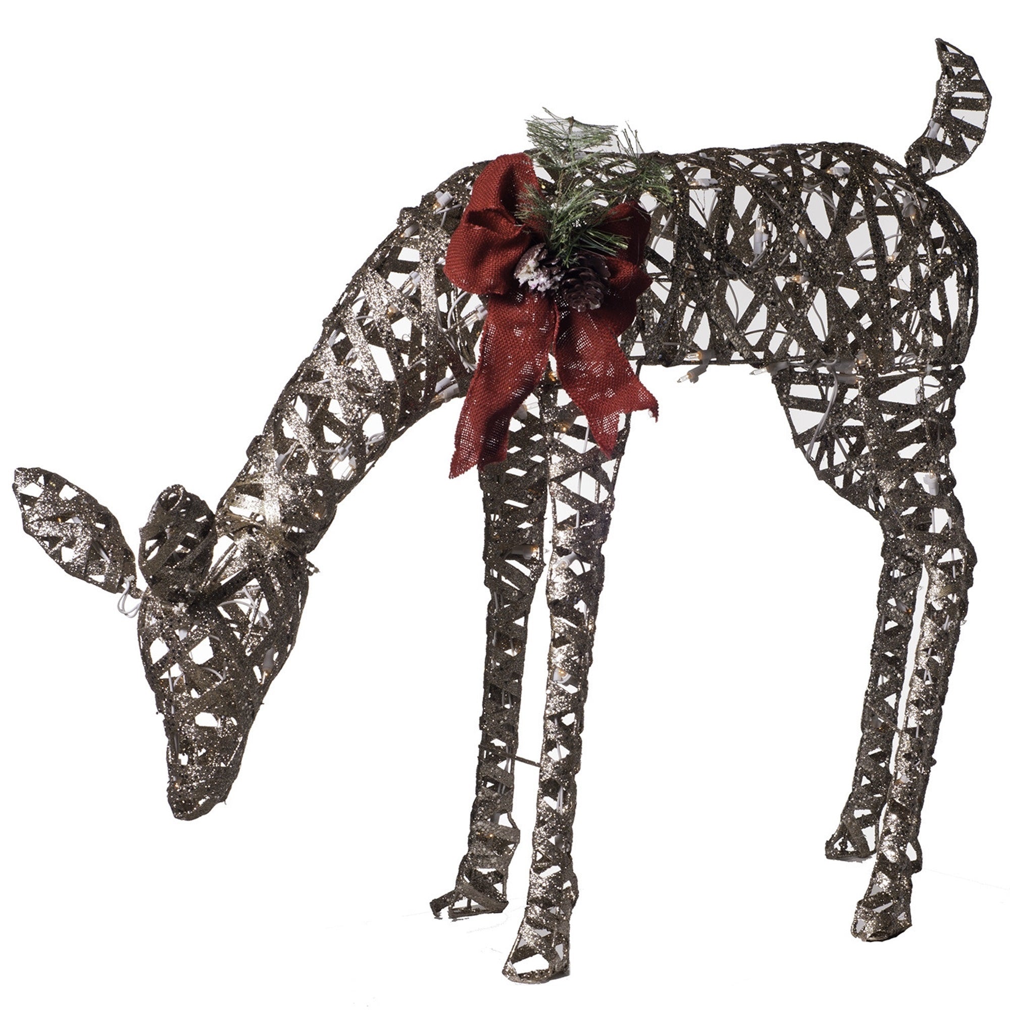 Good Tidings Champagne Colored Feeding Doe With Clear Mini Inc. Lights, 31"