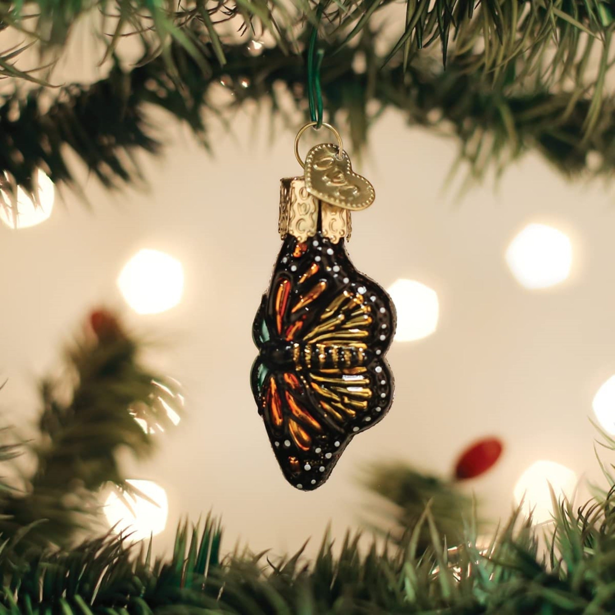 Old World Christmas Mini Glass Blown Monarch Ornament, 2"