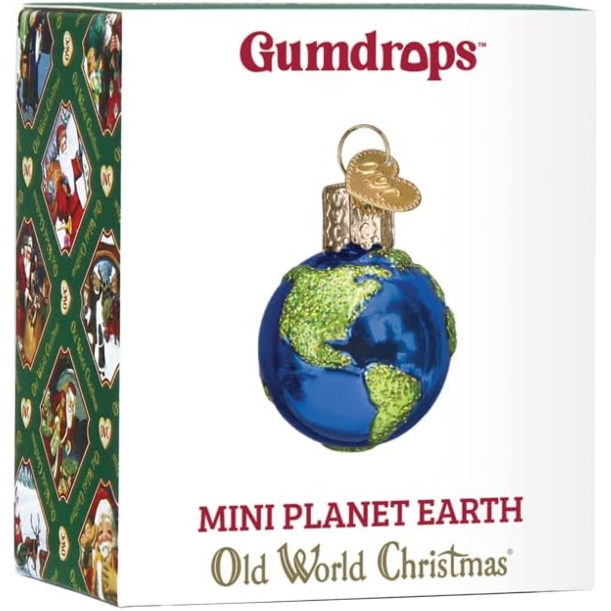 Old World Christmas Gumdrops Mini Planet Earth Glass Blown Ornament for Christmas Tree, Multicolored, 1.5"