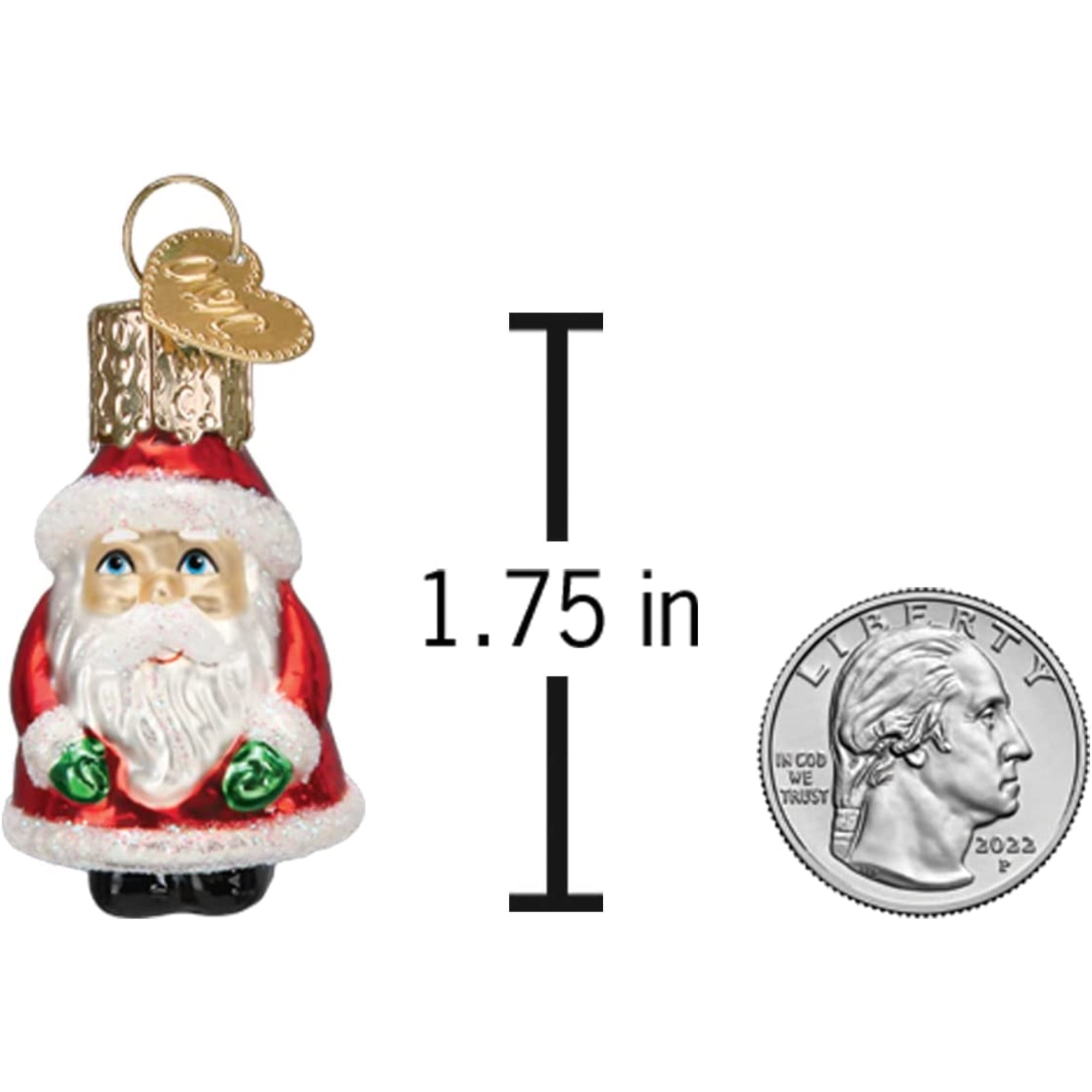 Old World Christmas Mini Glass Blown Santa Ornament, 1.75"