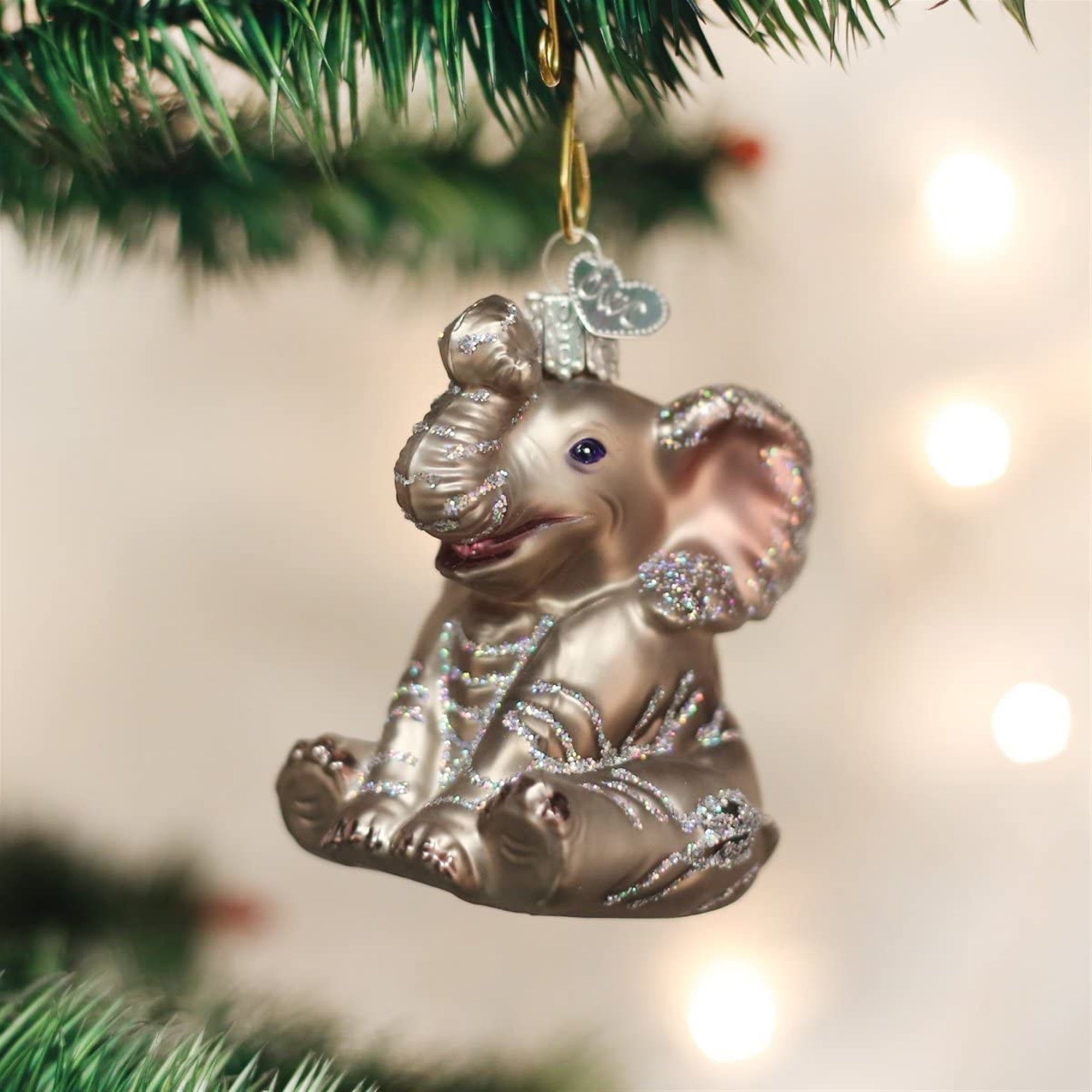 Old World Christmas Glass Blown Little Elephant Ornament