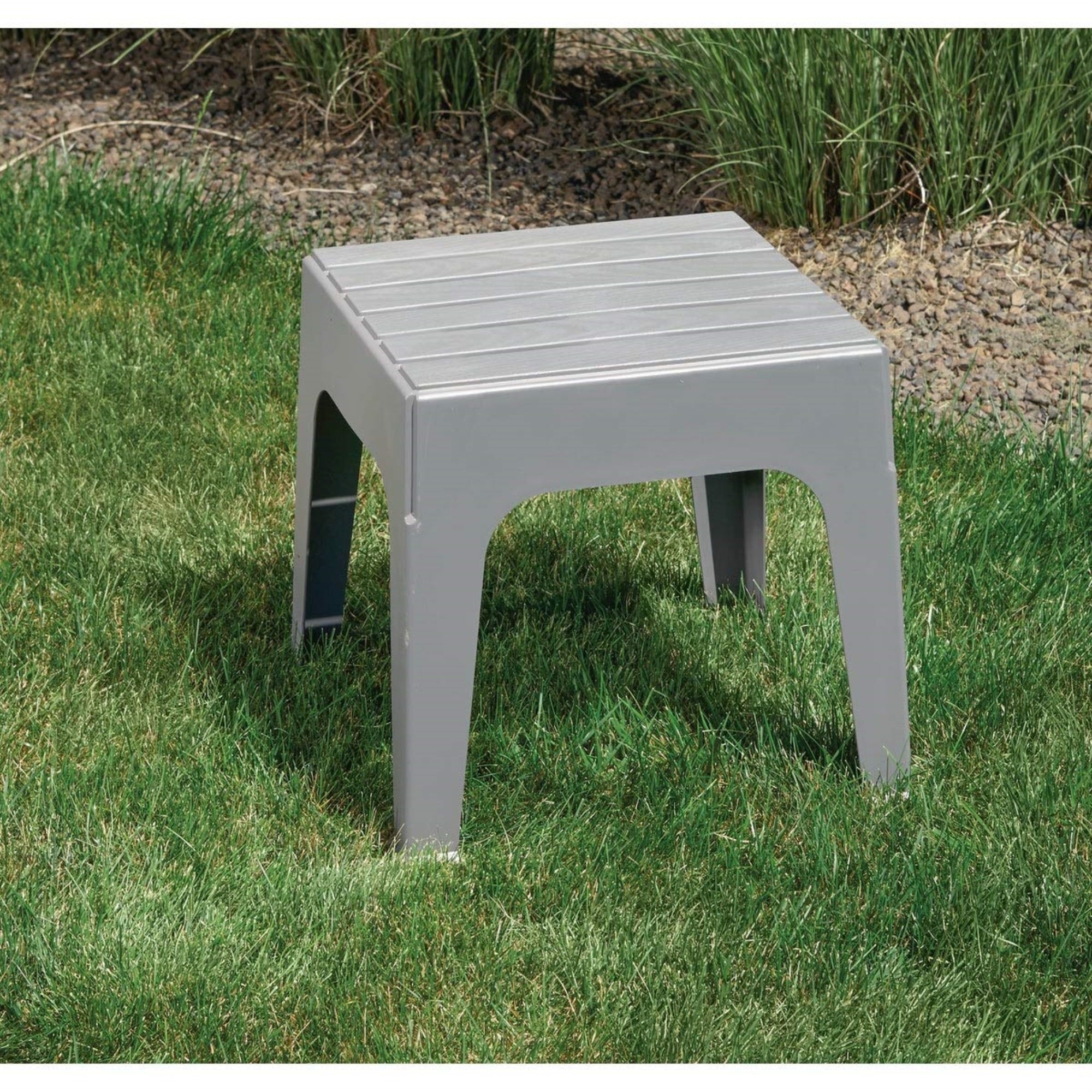 Adams Big Easy Square Polypropylene Stackable Side Table, Gray (18.9" x 17.75")