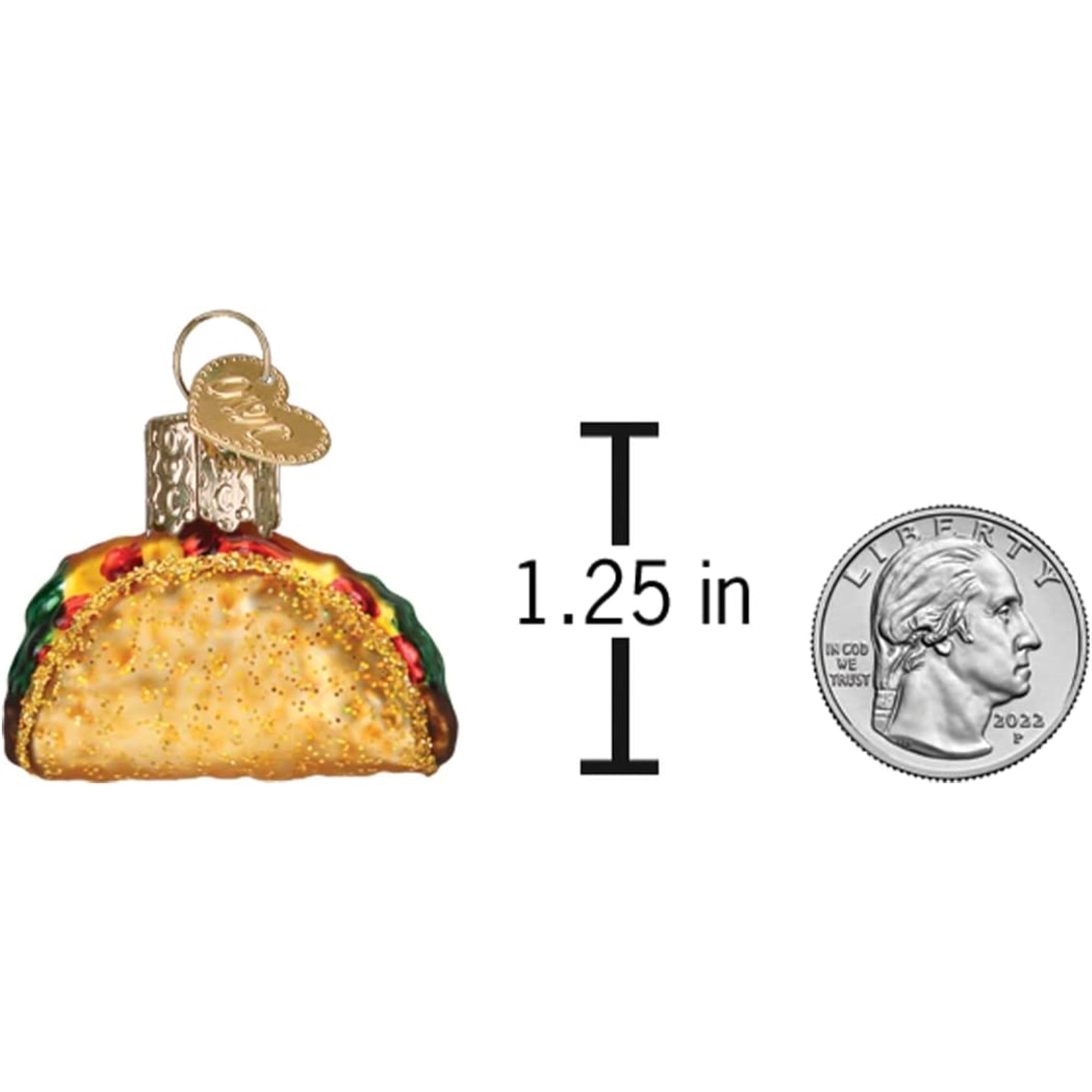 Old World Christmas Blown Glass Mini Taco Ornament, 1.25"