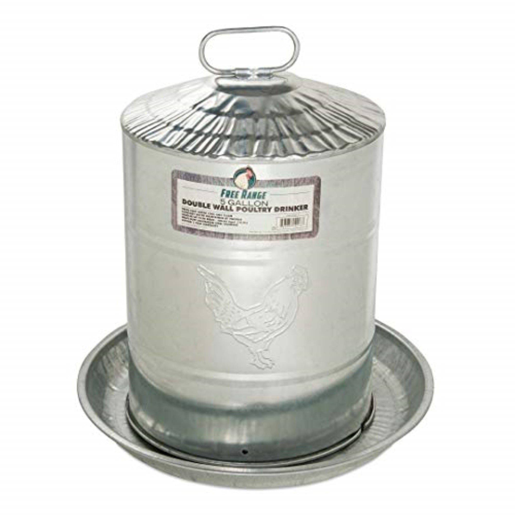Harris Farms Galvanized Steel Double Wall Poultry Drinker, 5 gallons