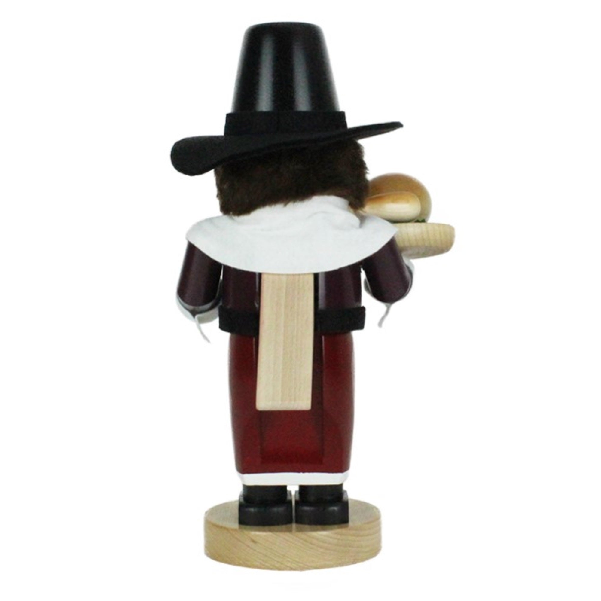Kurt Adler Steinbach Wooden Chubby Nutcracker, Pilgrim with Turkey, 11.5"