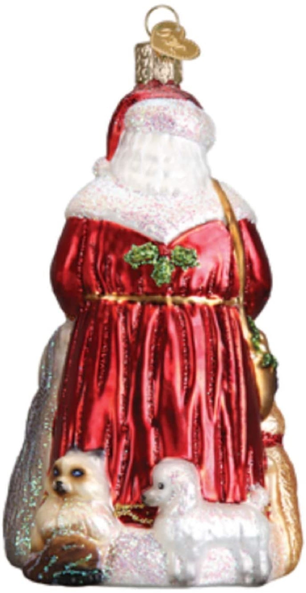 Old World Christmas Glass Blown Santa's Furry Friends Ornament