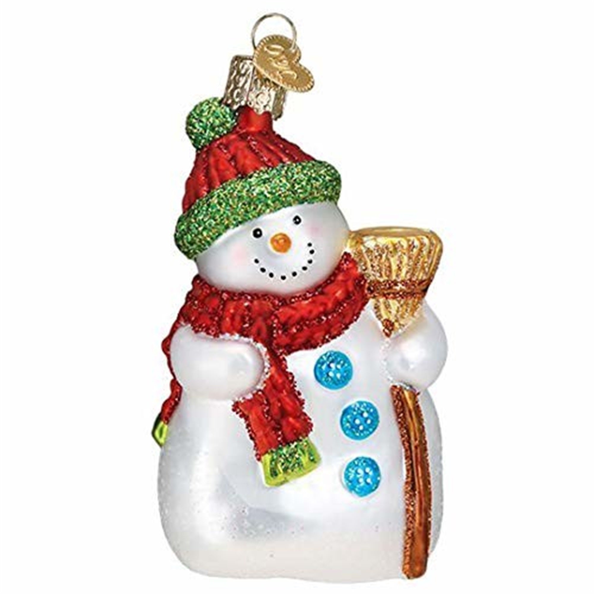 Old World Christmas Blown Glass Christmas Ornament, Snowman with Broom