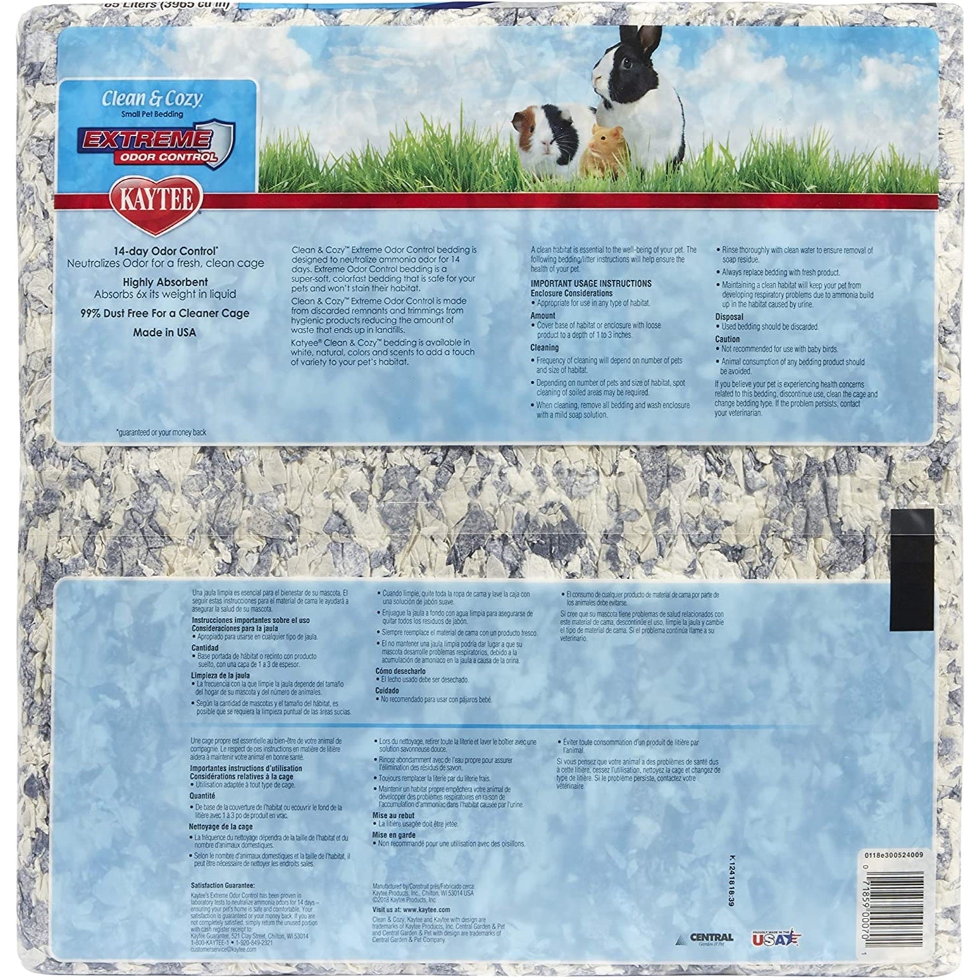 Kaytee Clean and Cozy Small Pet Bedding Extreme Odor Control, 65 Liters